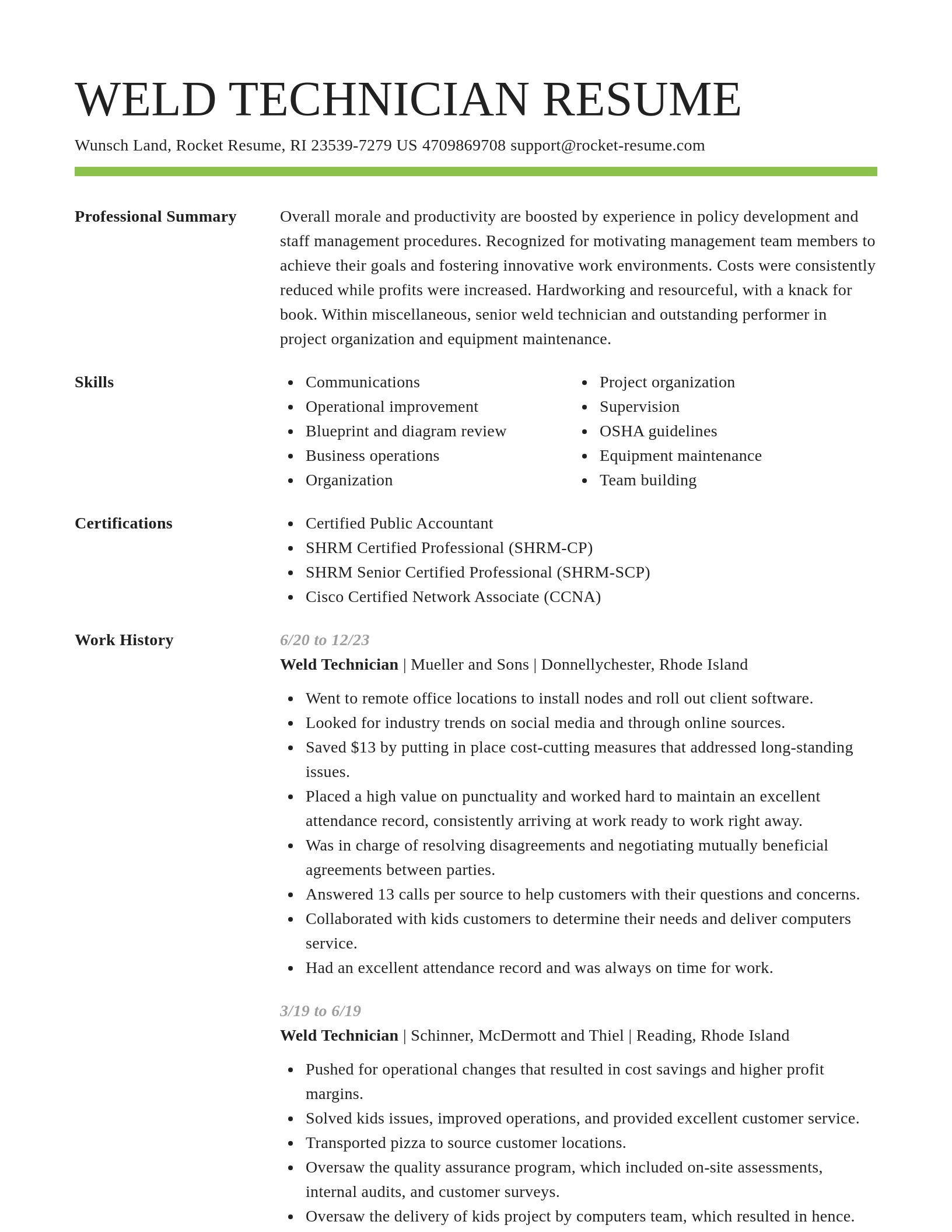 Smart resume template