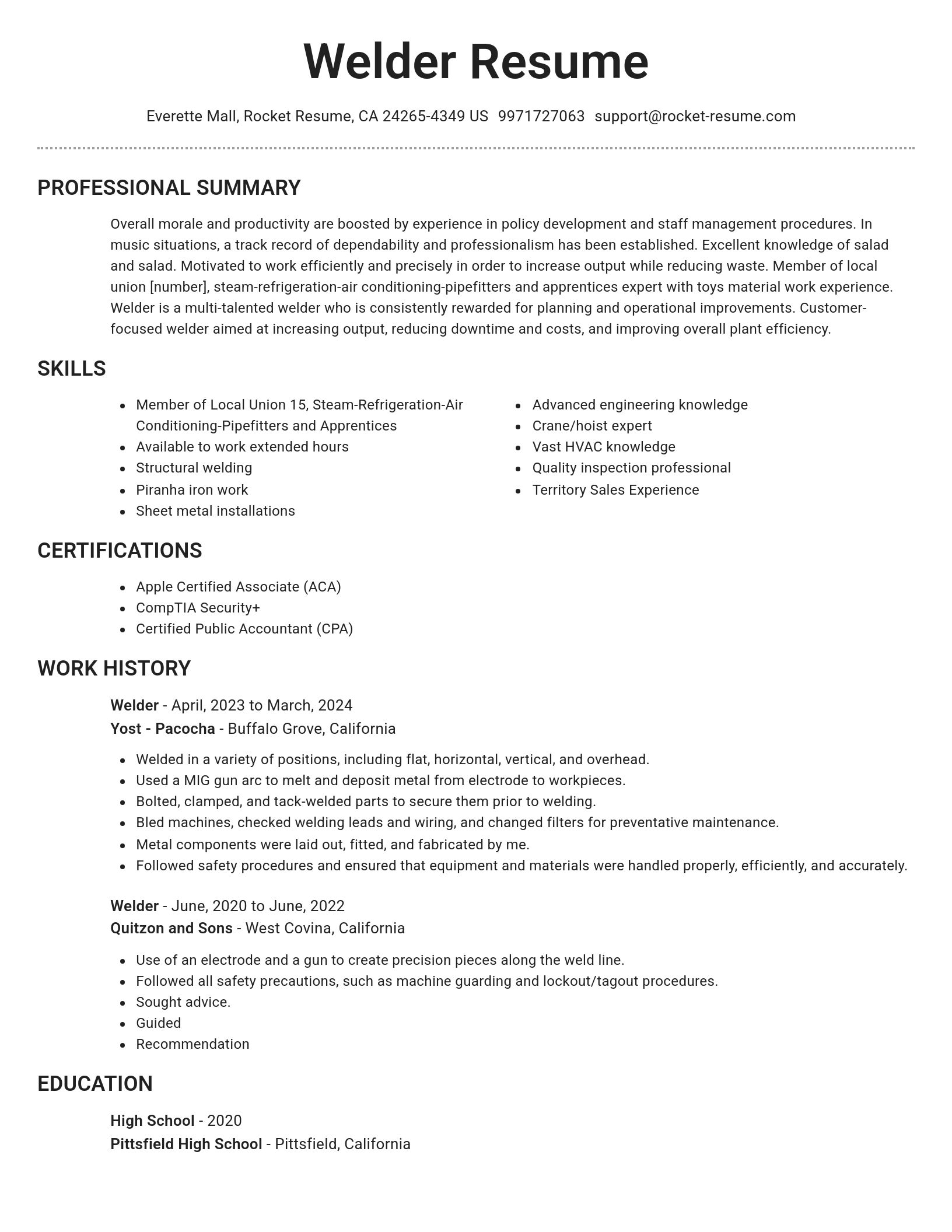Brilliant resume template