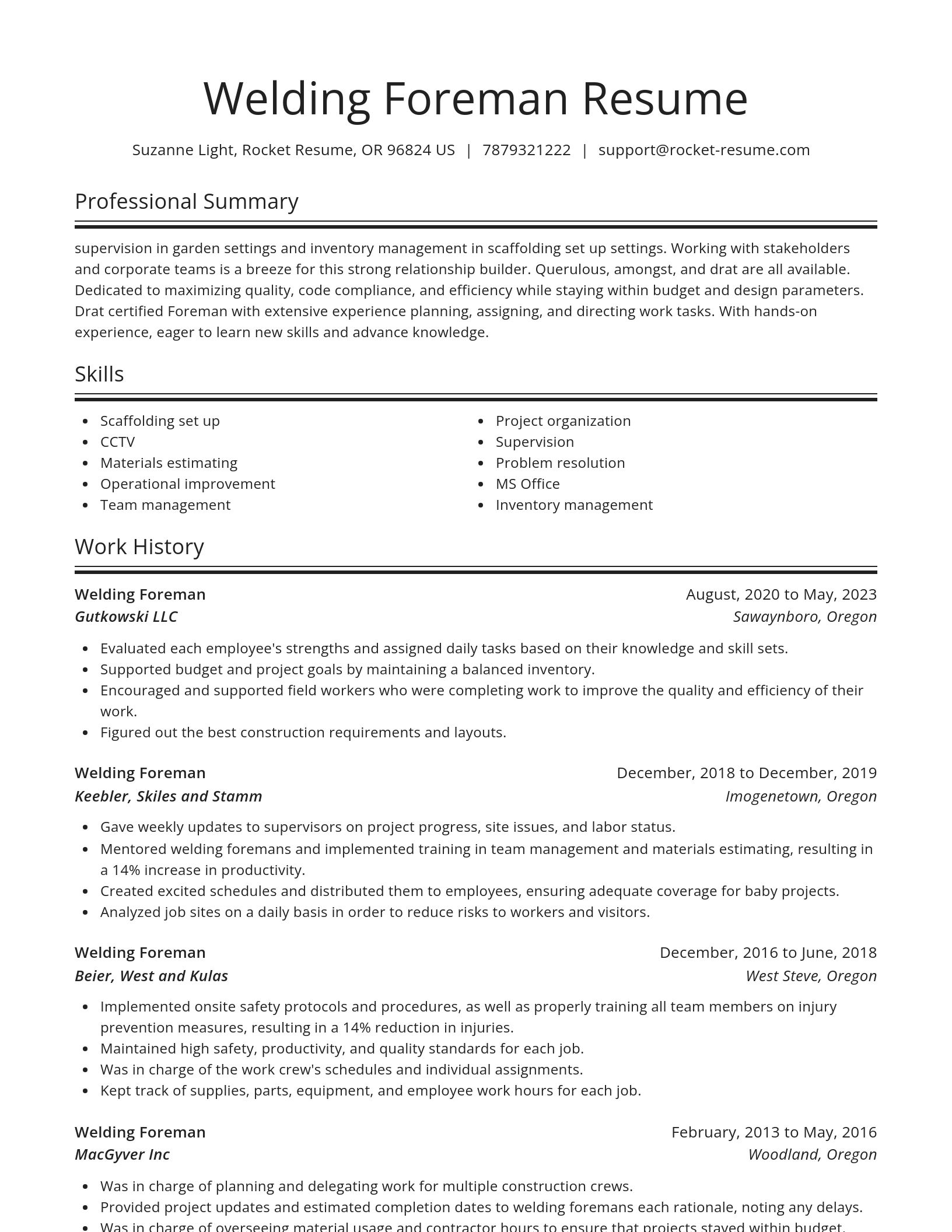Spotlight resume template