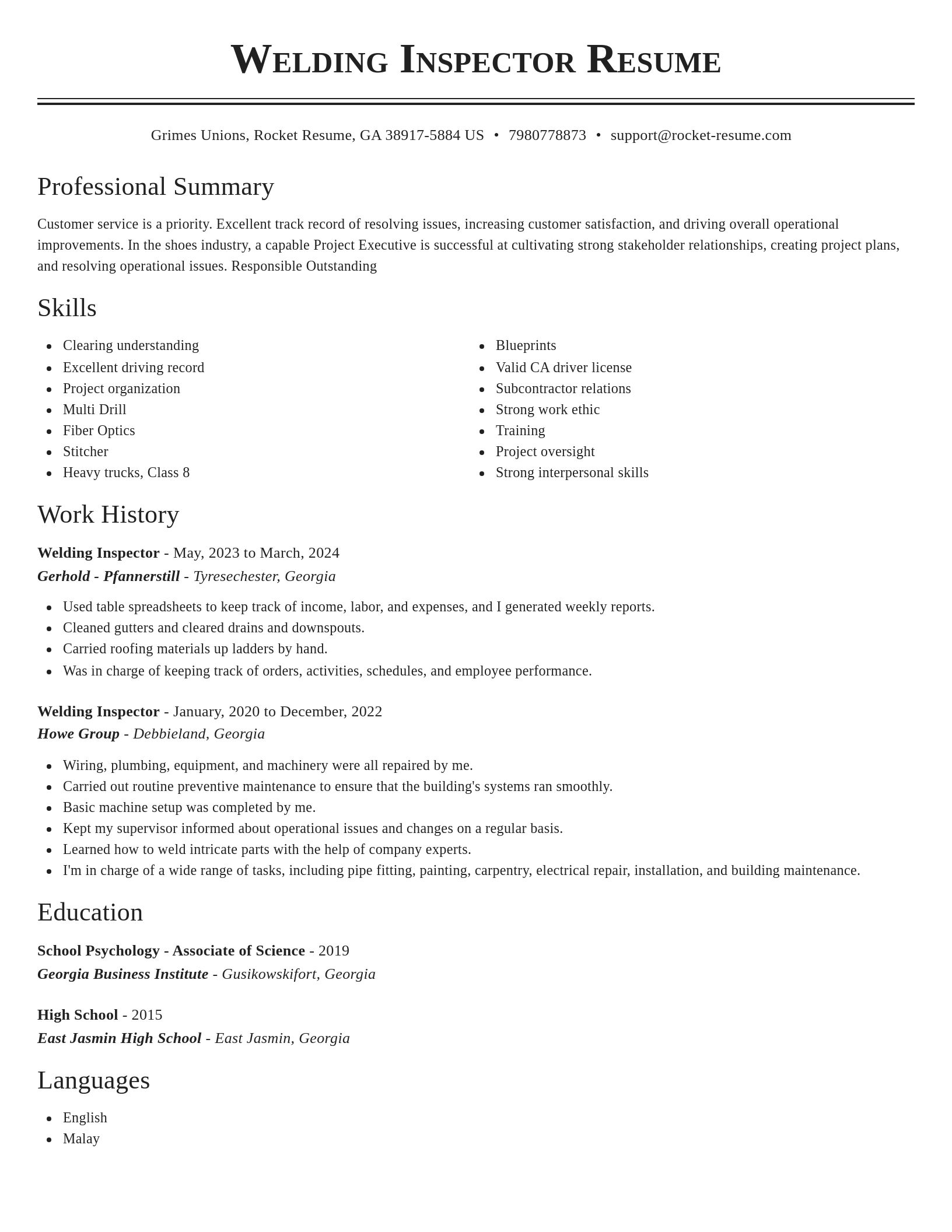 Classic resume template
