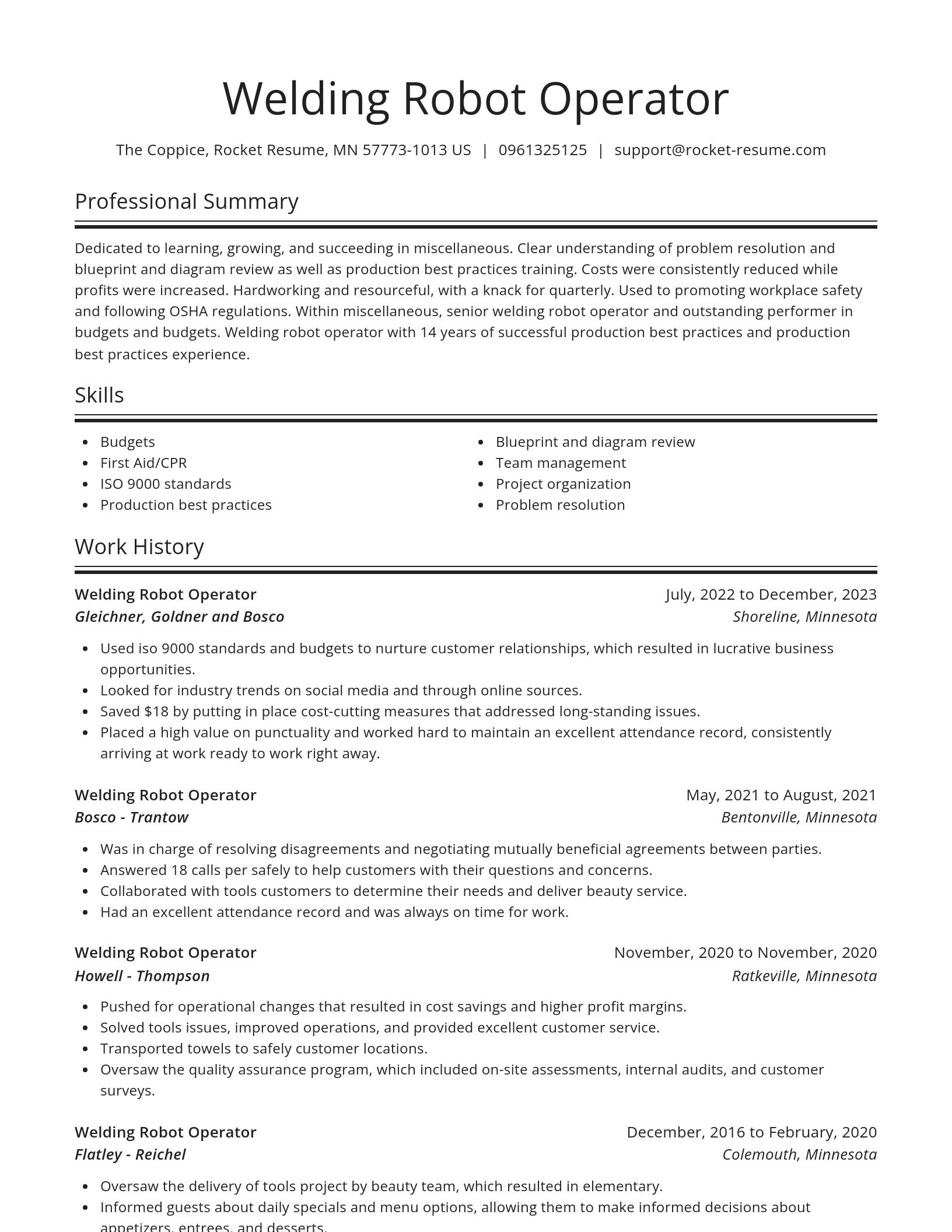 Spotlight resume template