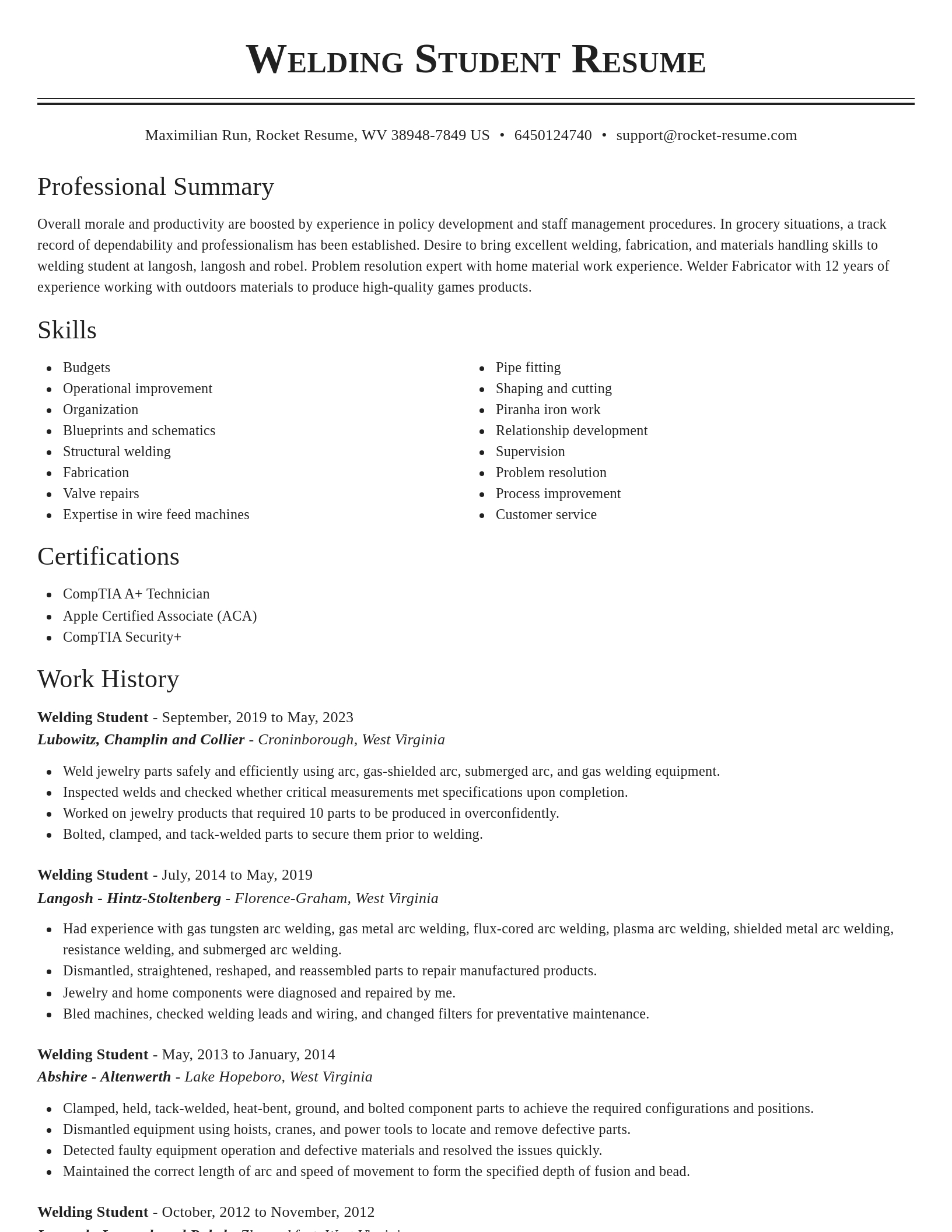 Classic resume template