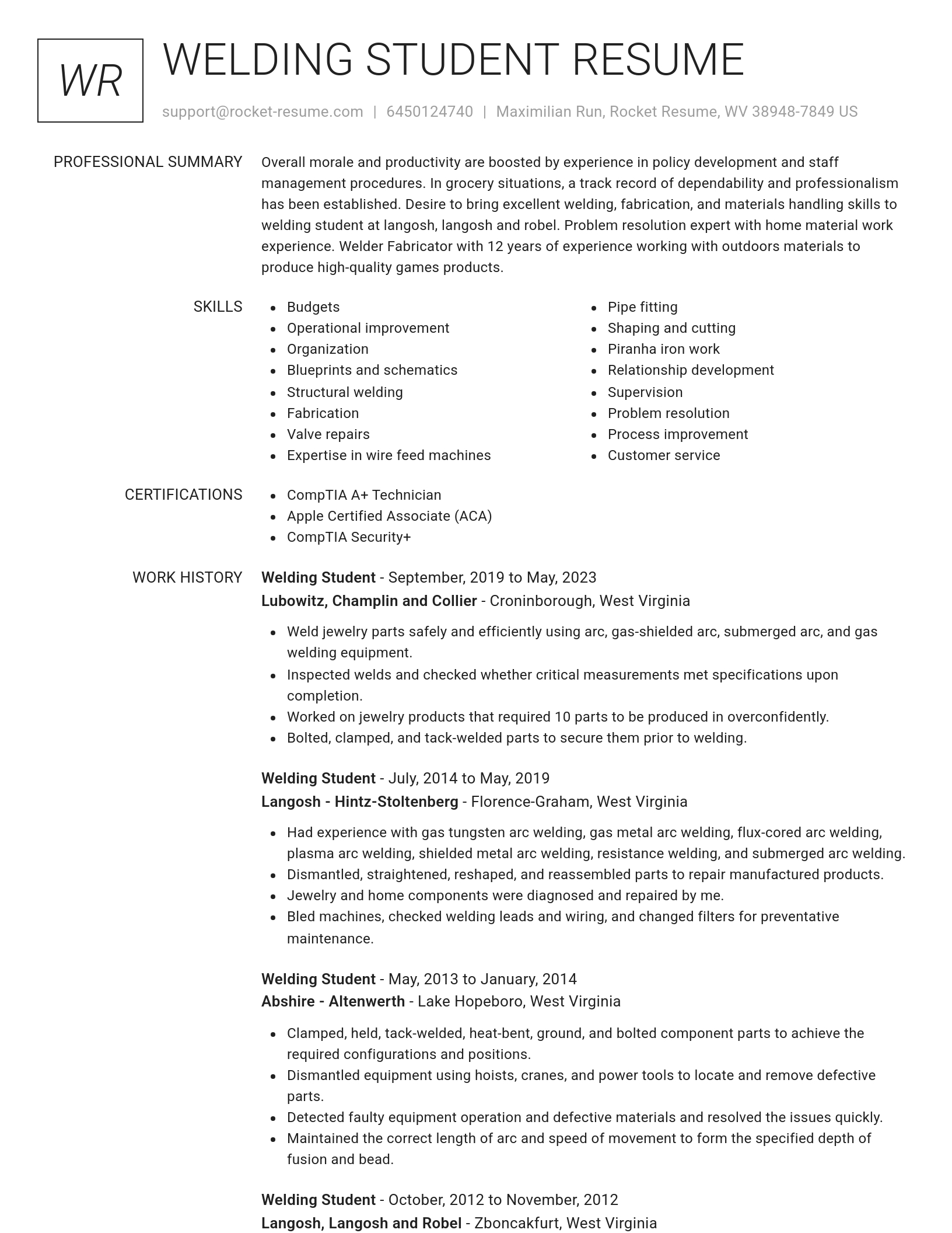 Renowned resume template