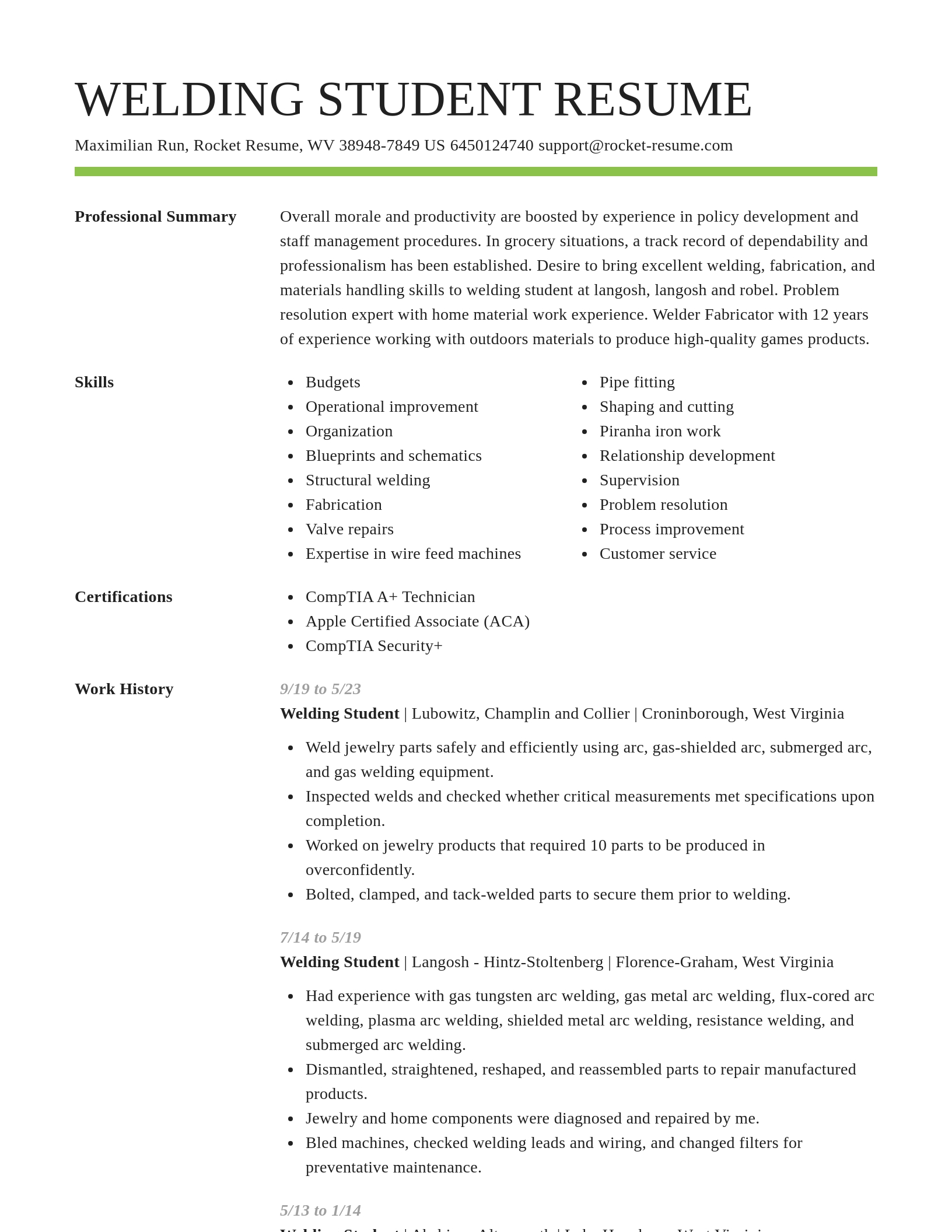 Smart resume template