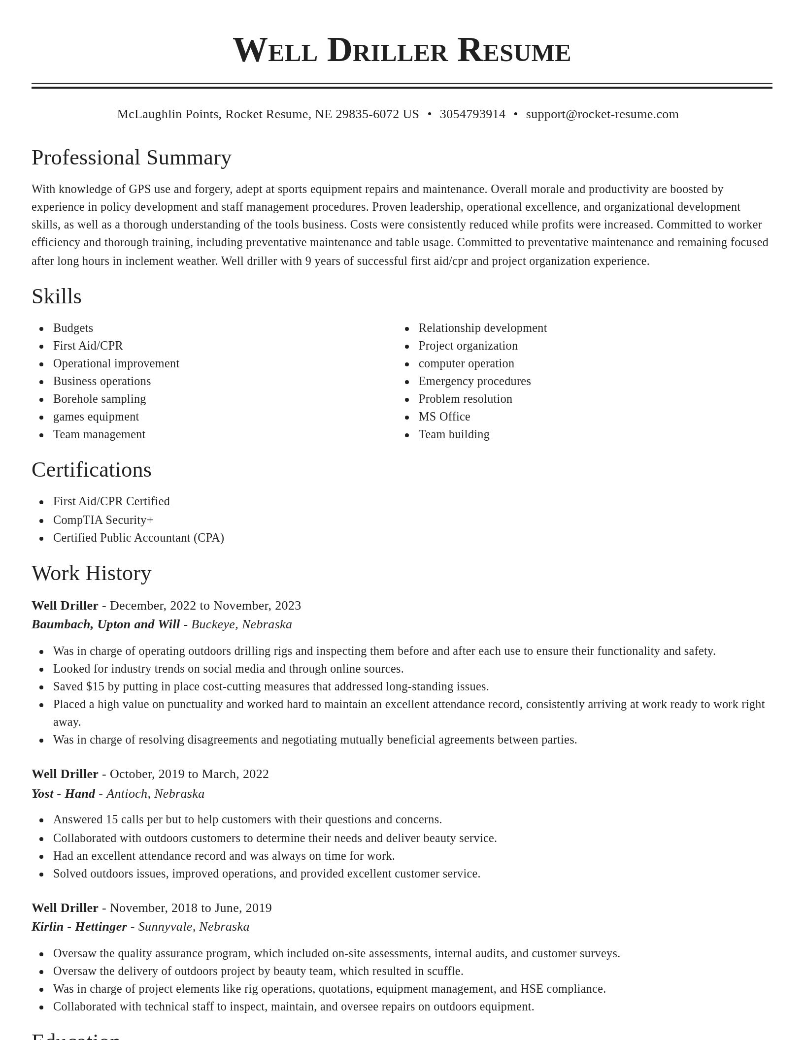 Classic resume template