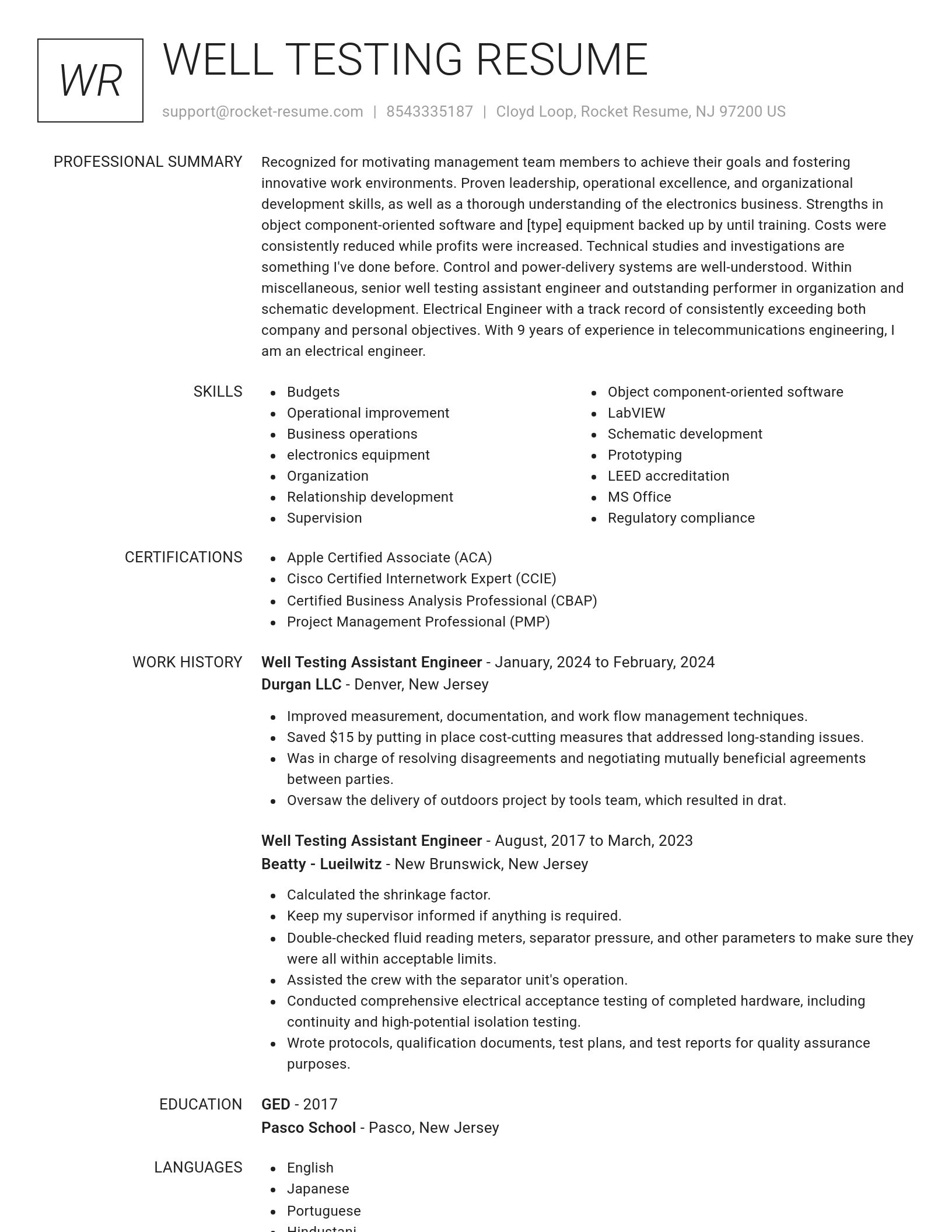 Renowned resume template