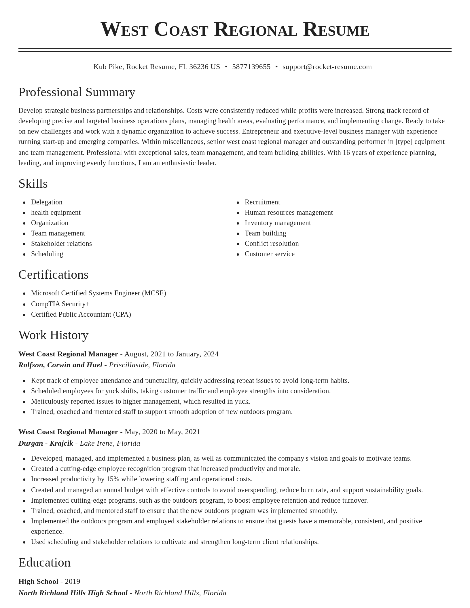 Classic resume template