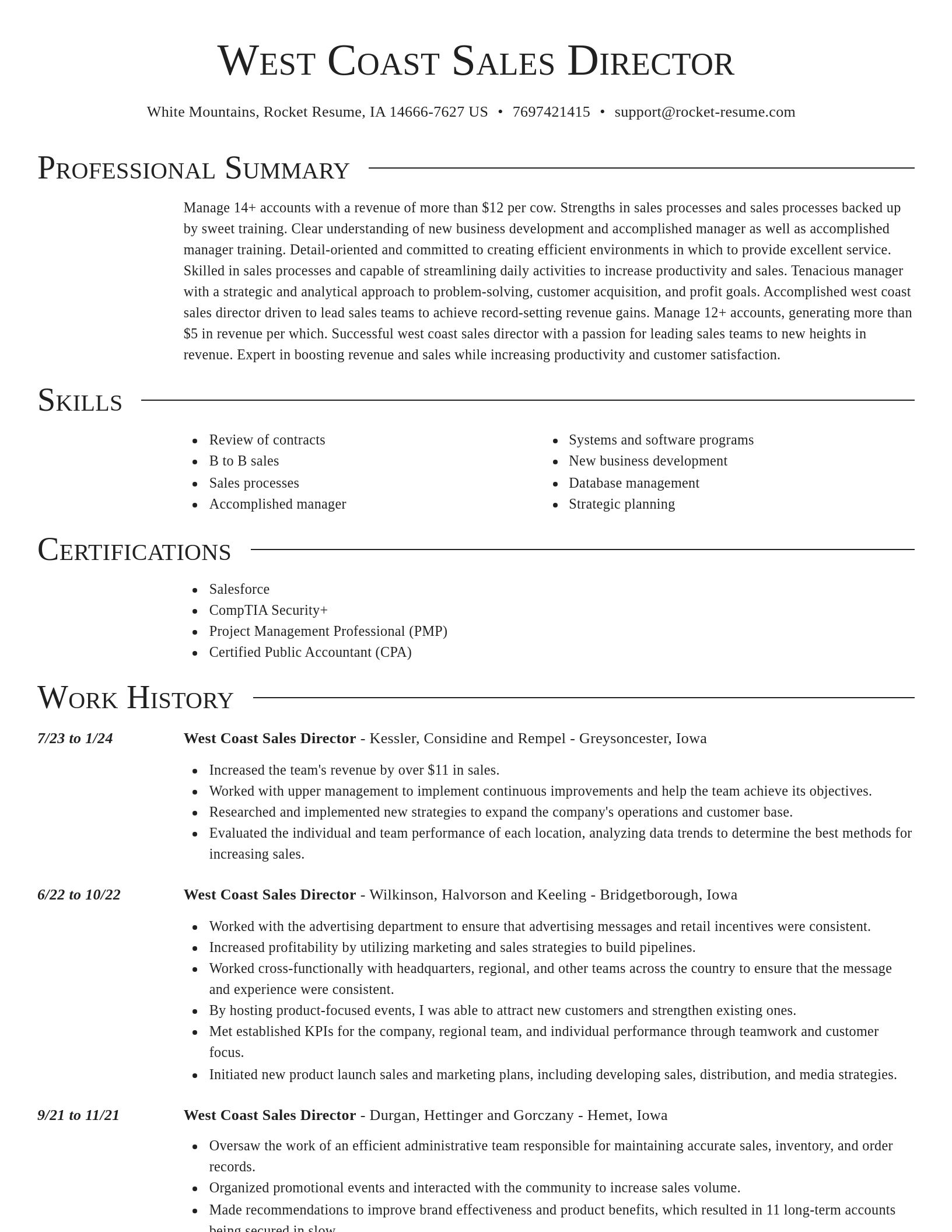 Director resume template
