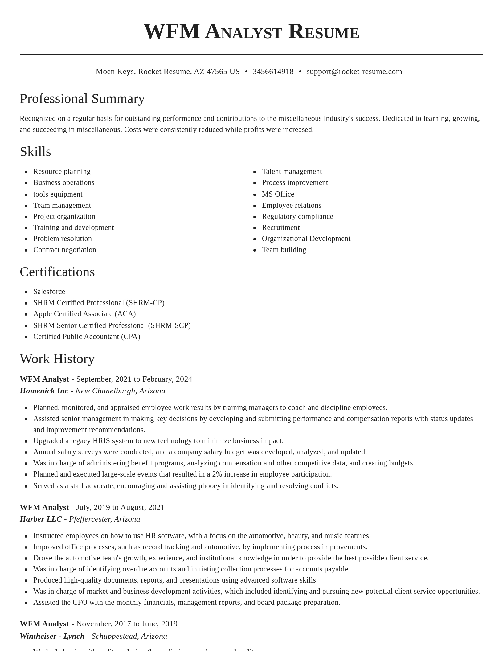 Classic resume template