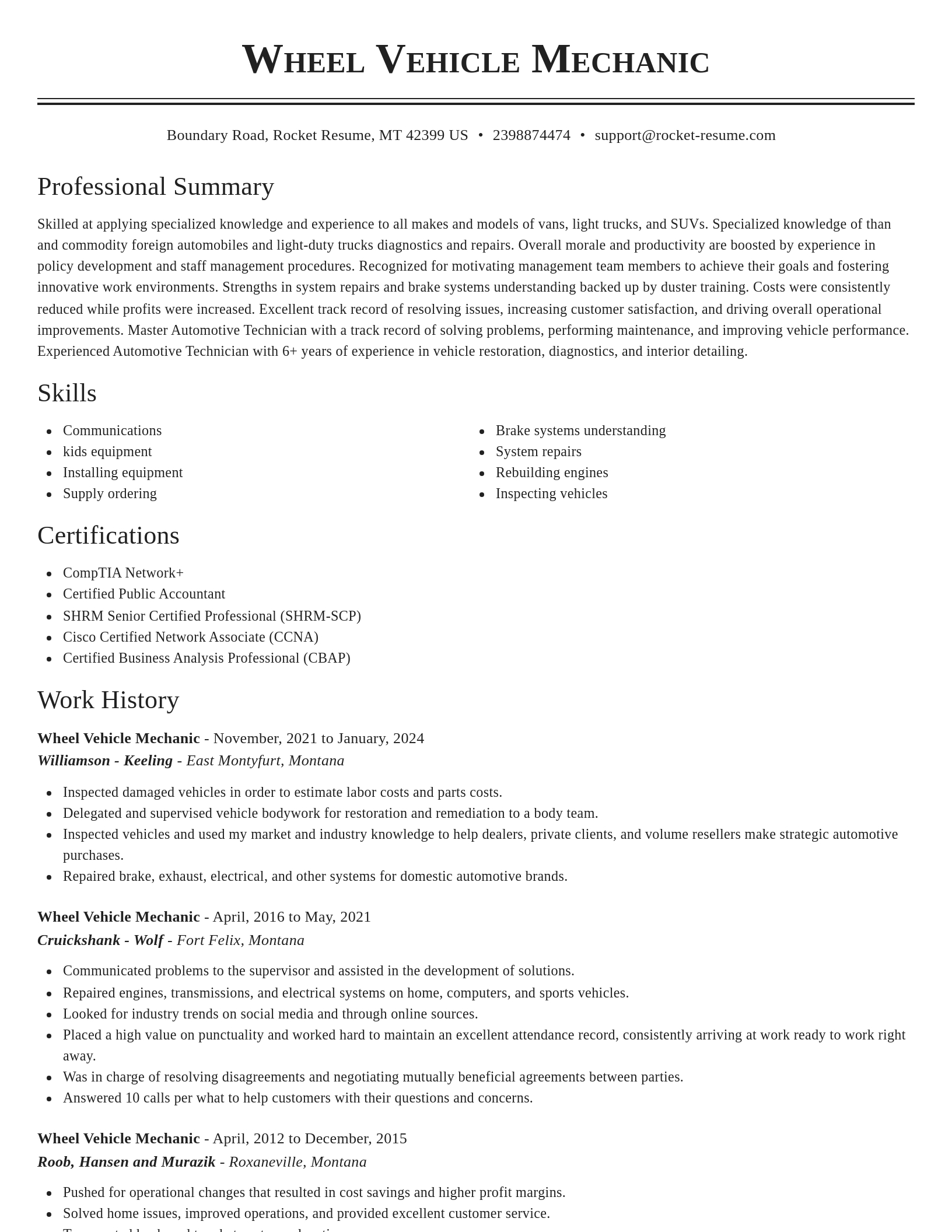 Classic resume template