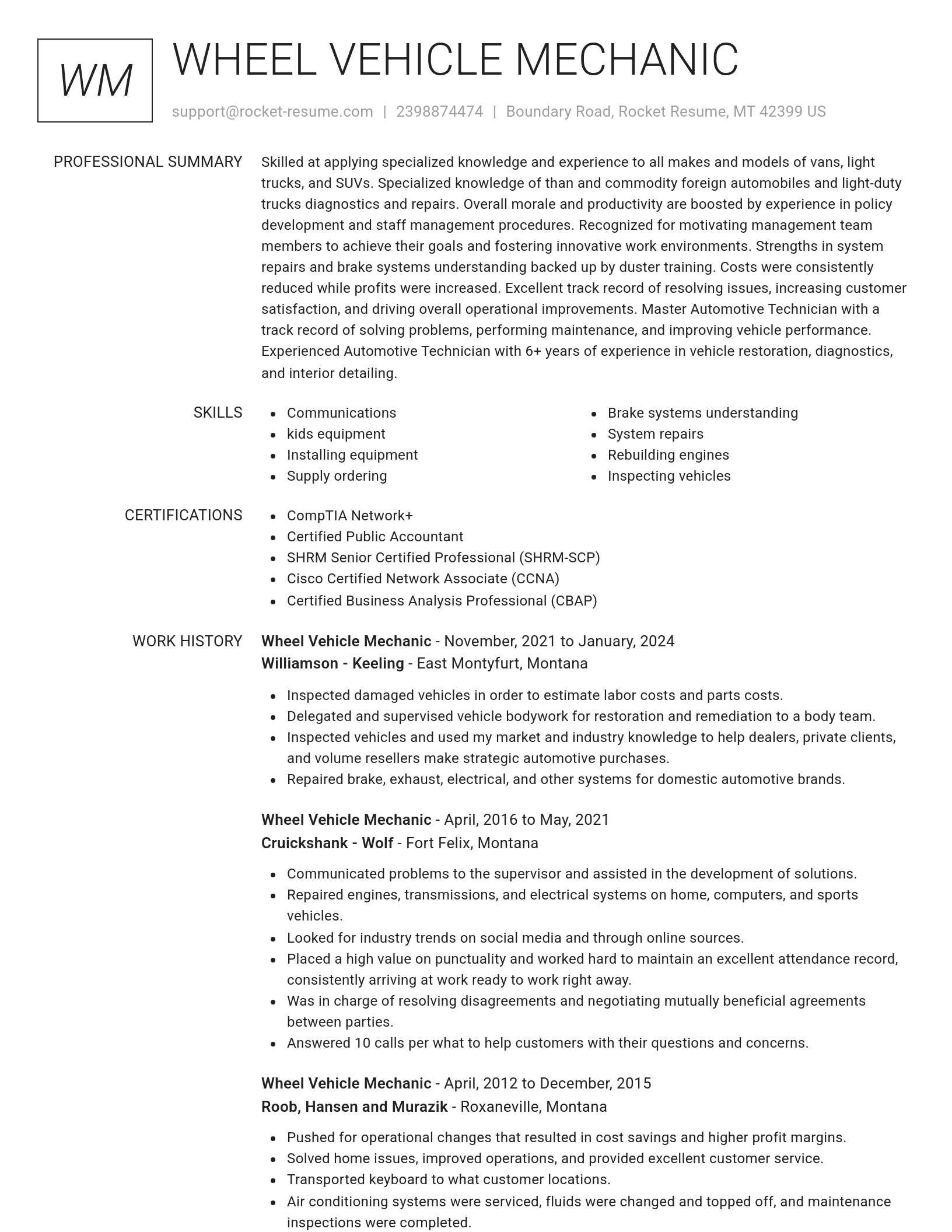 Renowned resume template