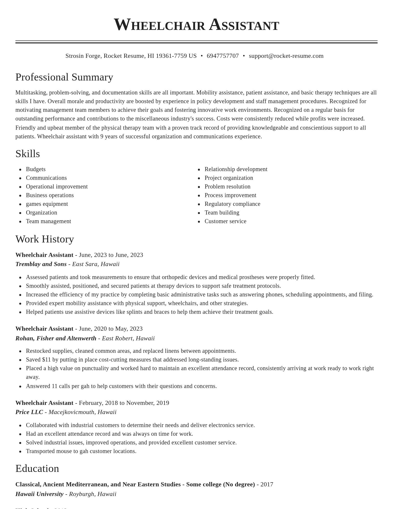 Classic resume template