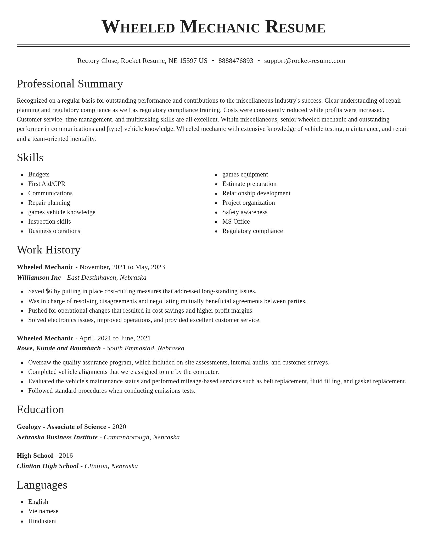 Classic resume template