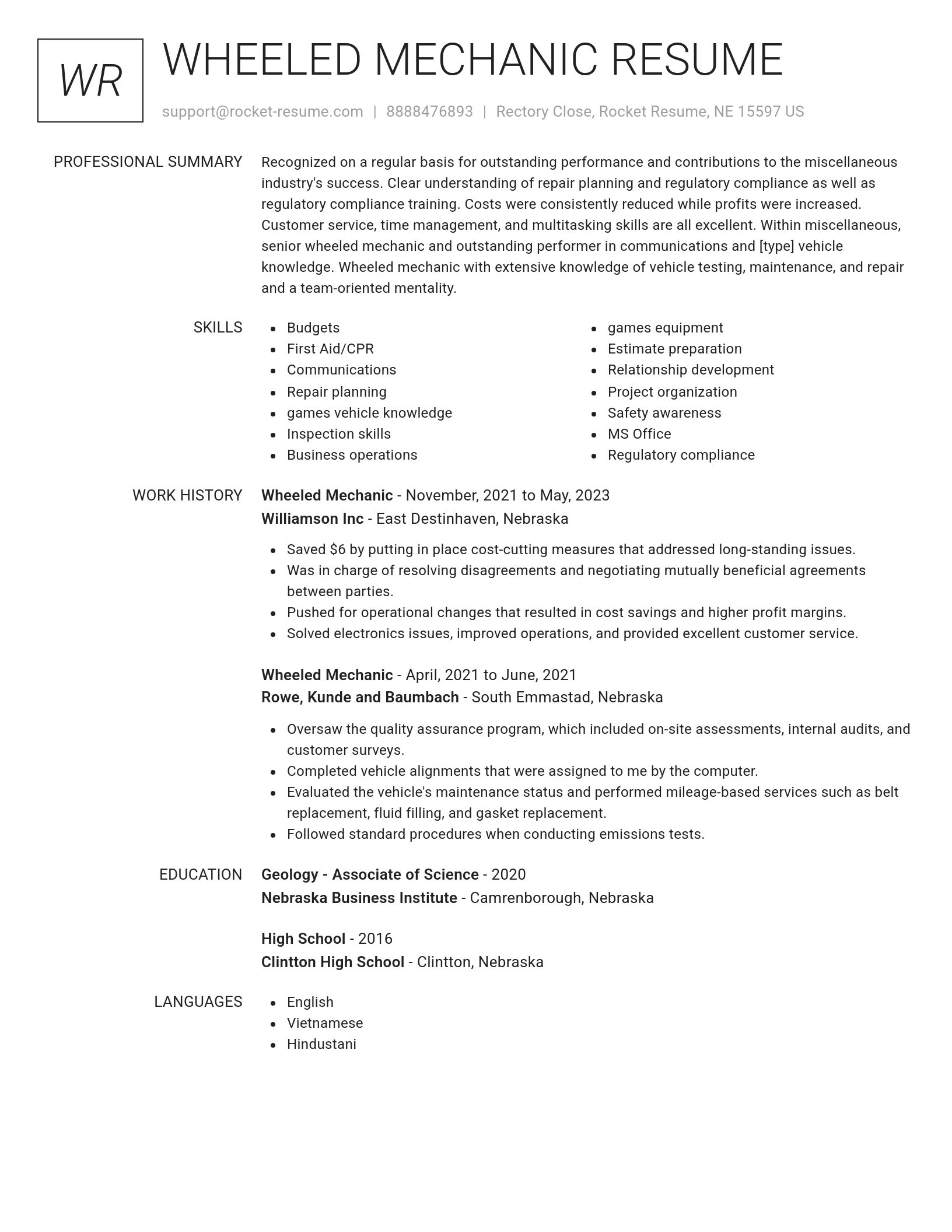 Renowned resume template