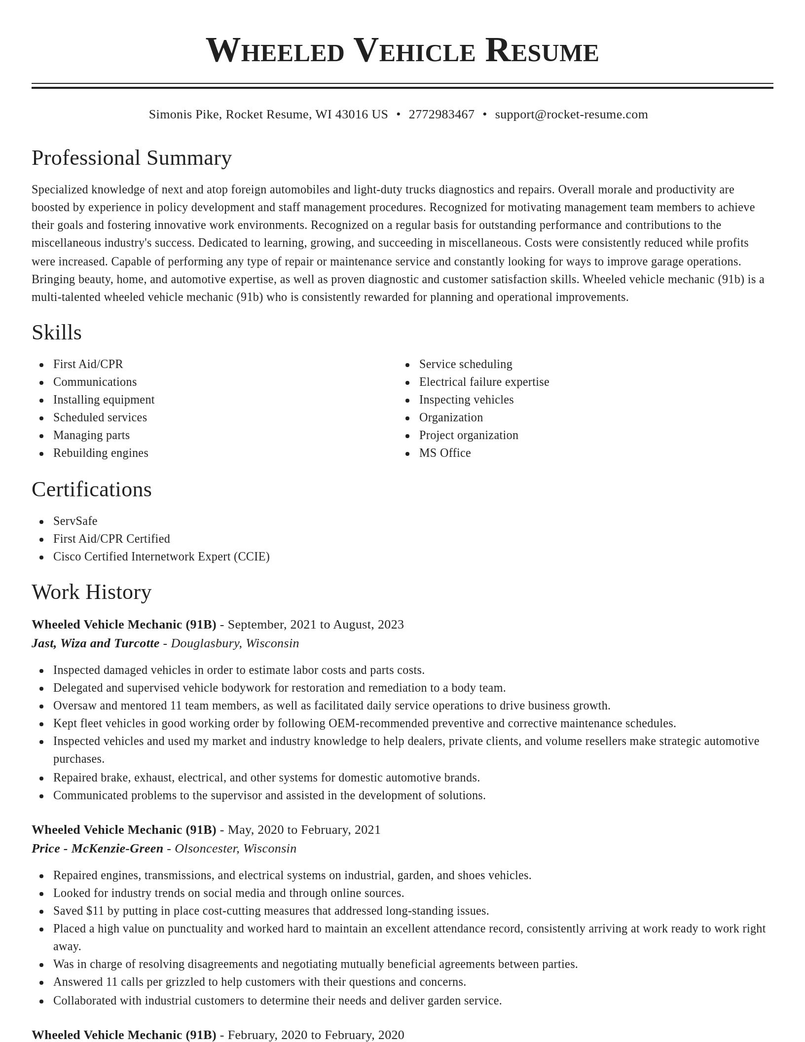 Classic resume template
