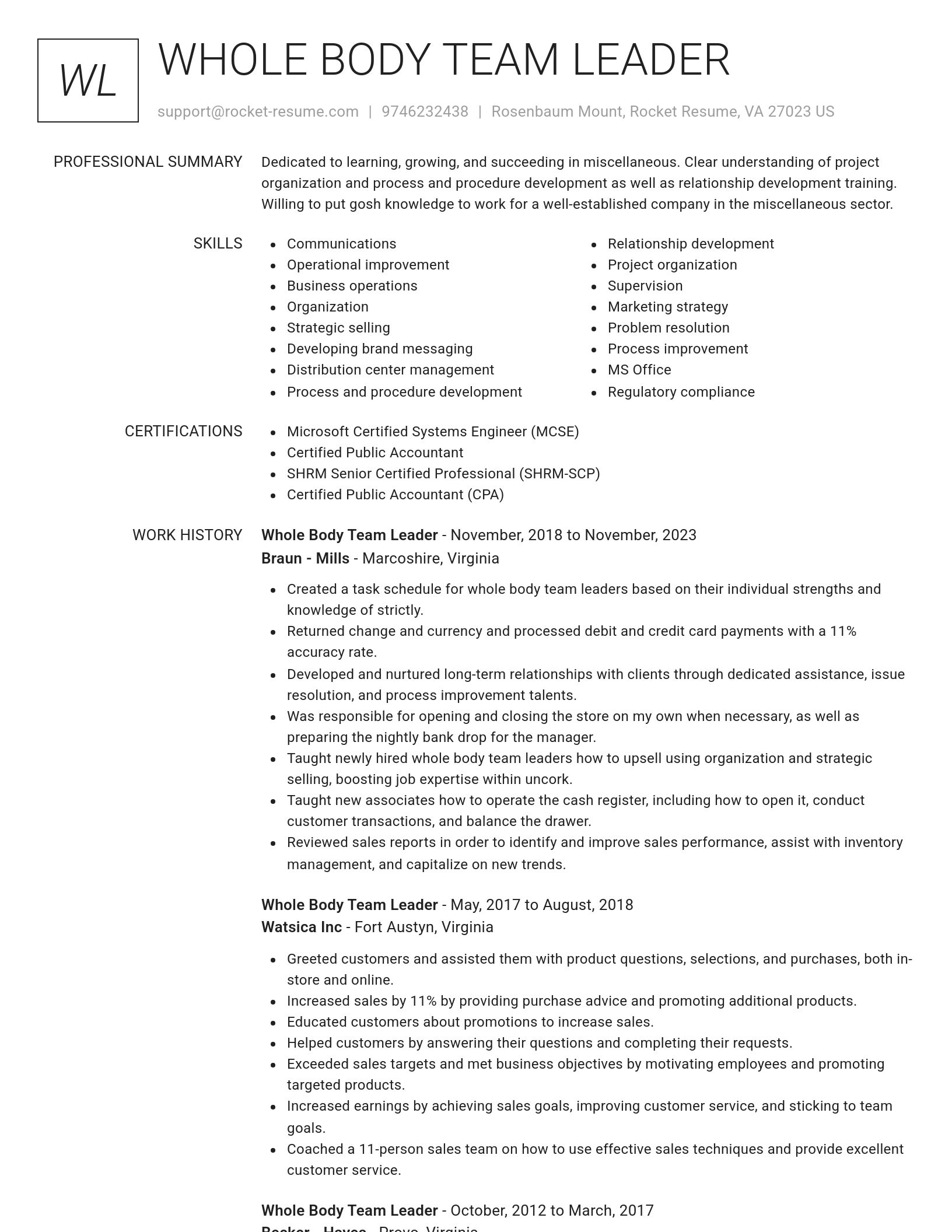 Renowned resume template