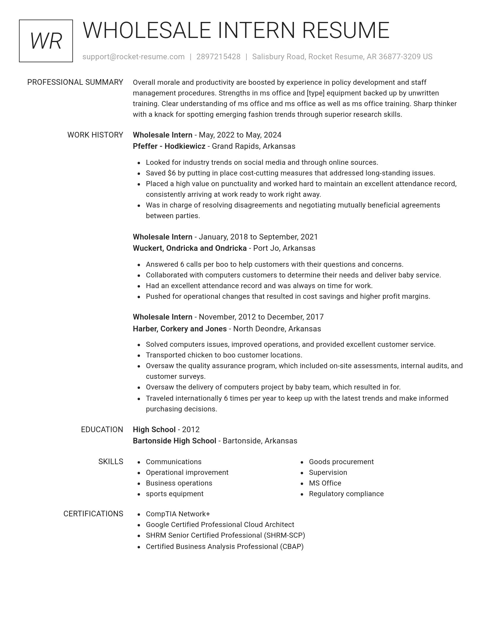 Renowned resume template