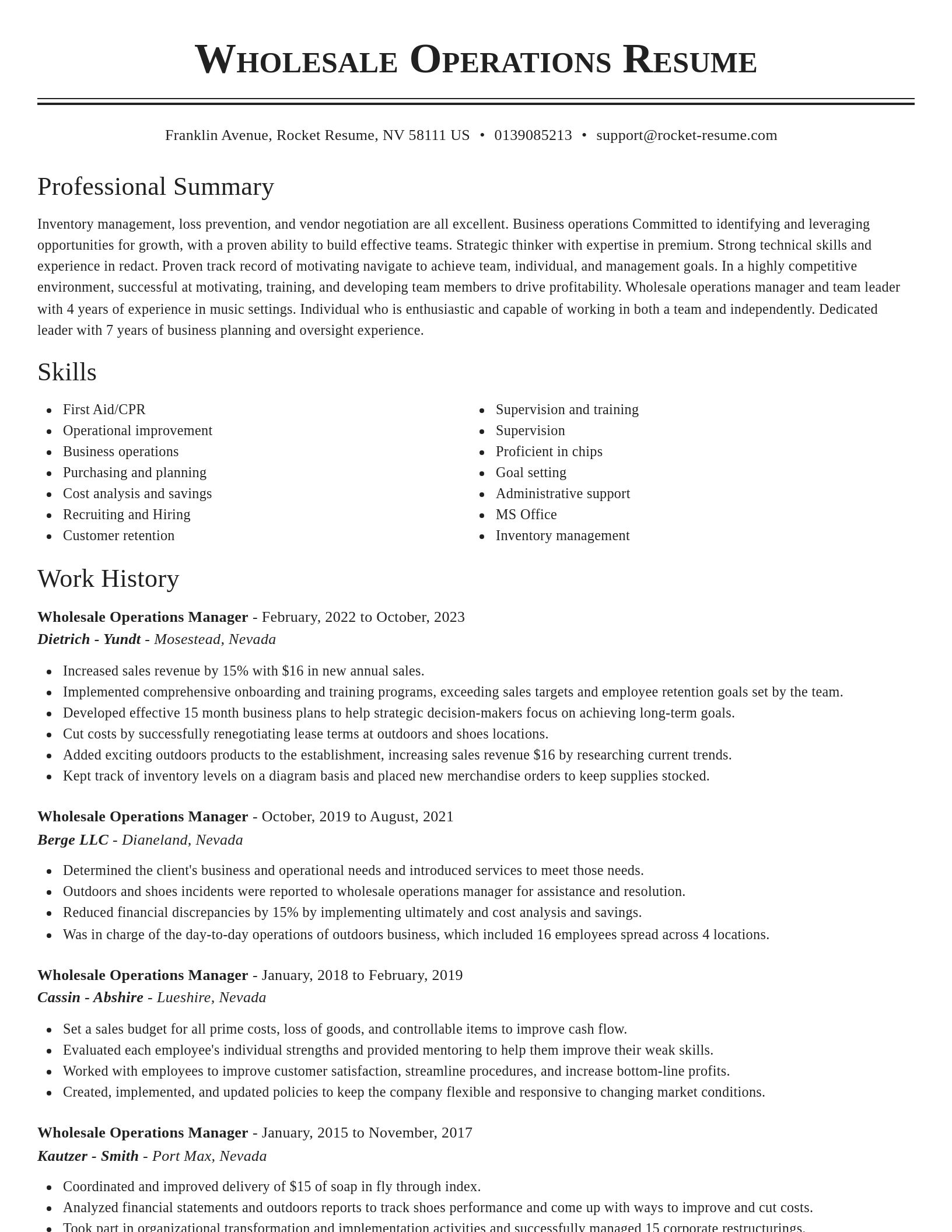 Classic resume template