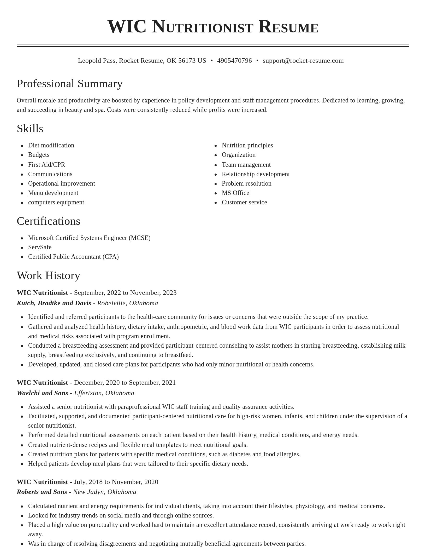 Classic resume template