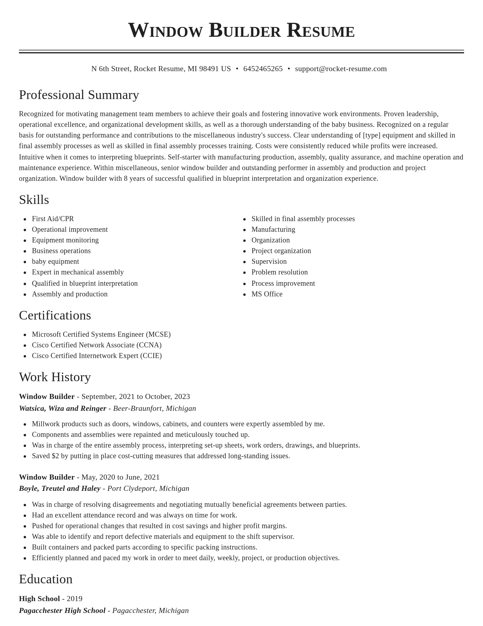 Classic resume template