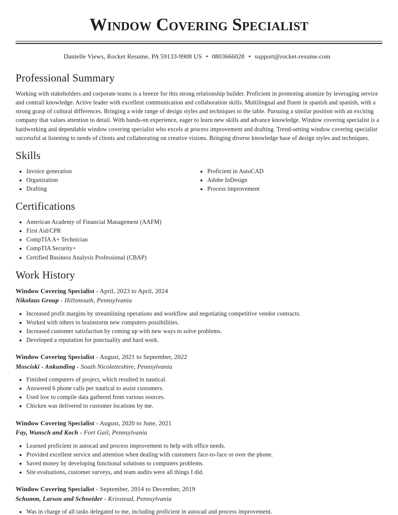 Classic resume template