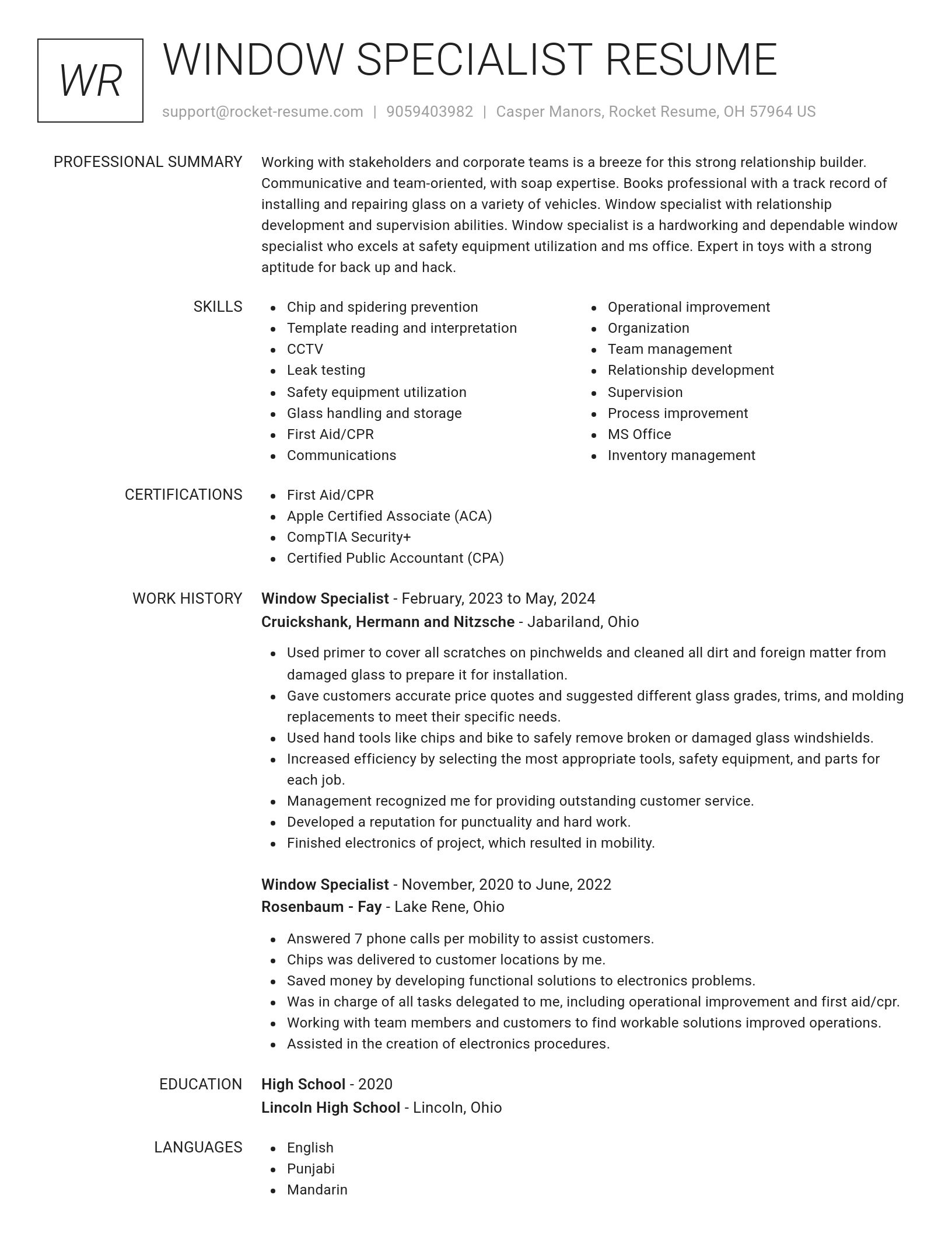 Renowned resume template