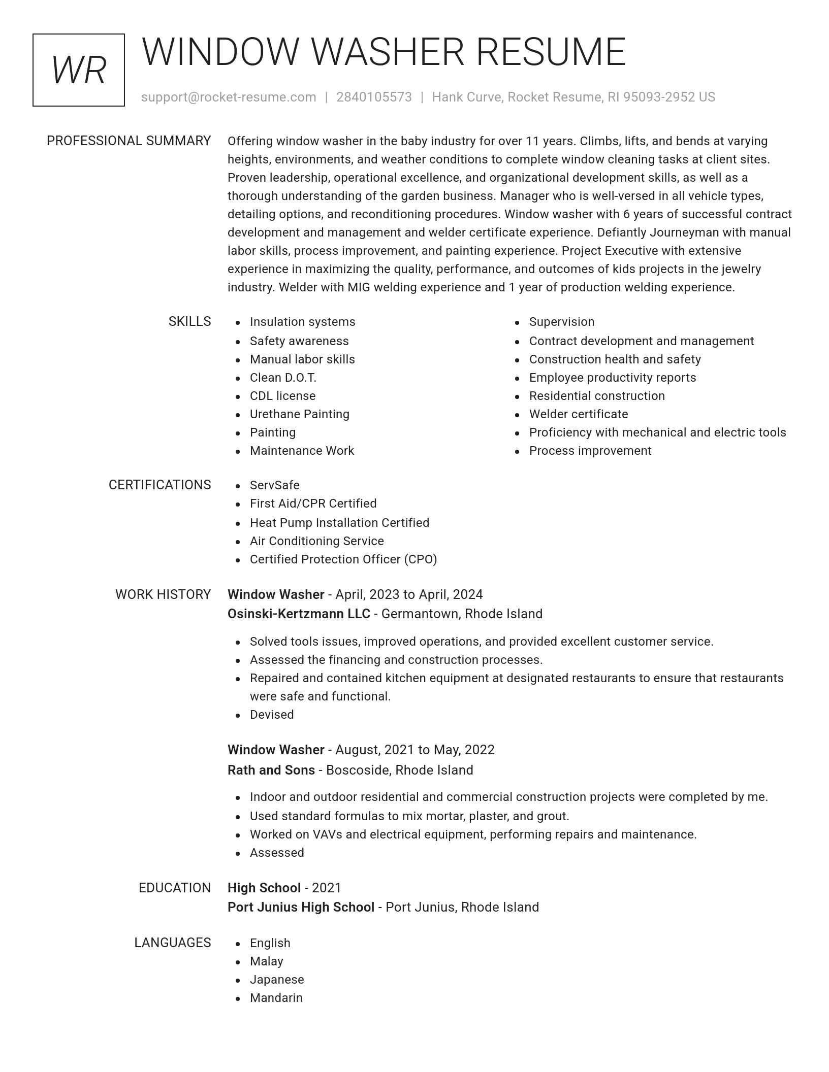 Renowned resume template