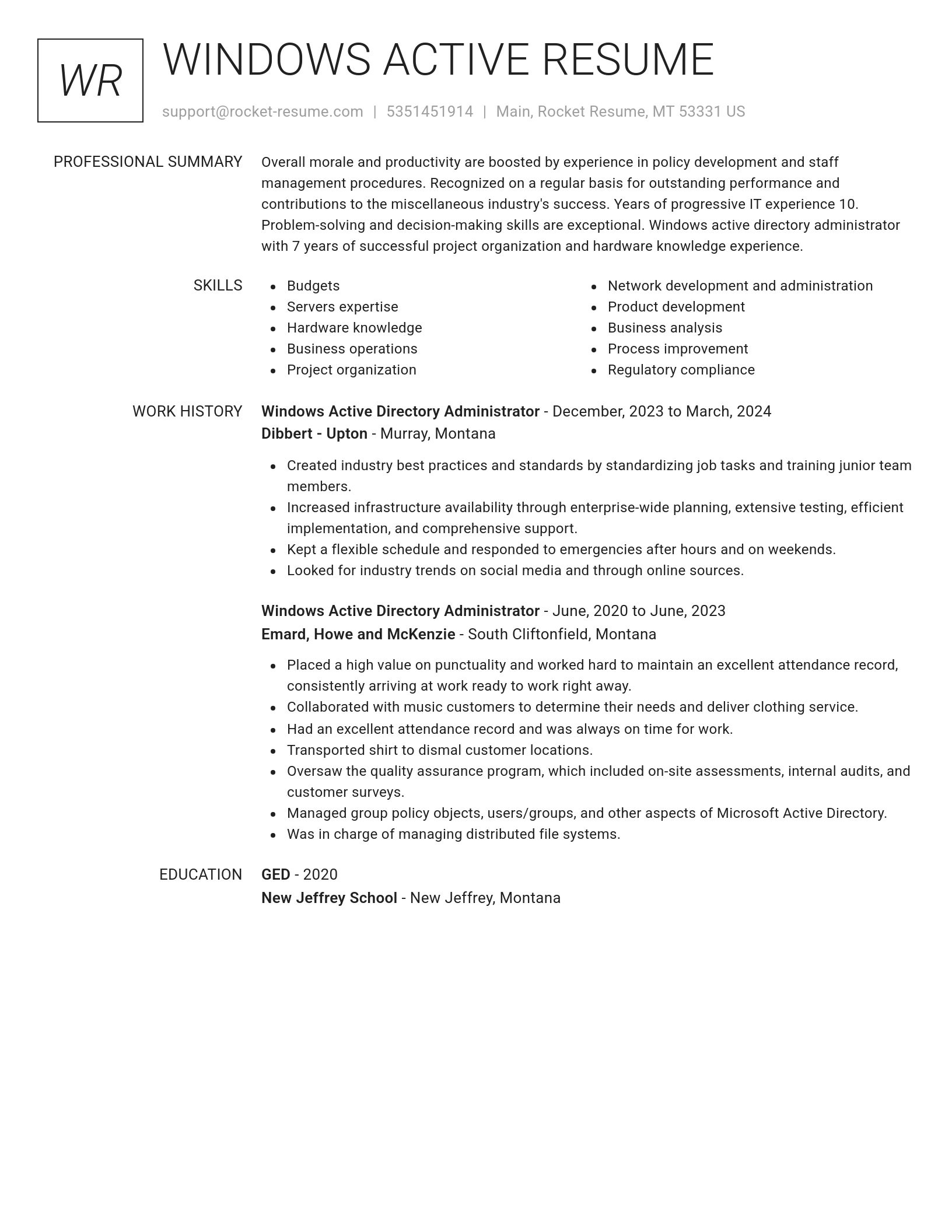 Renowned resume template