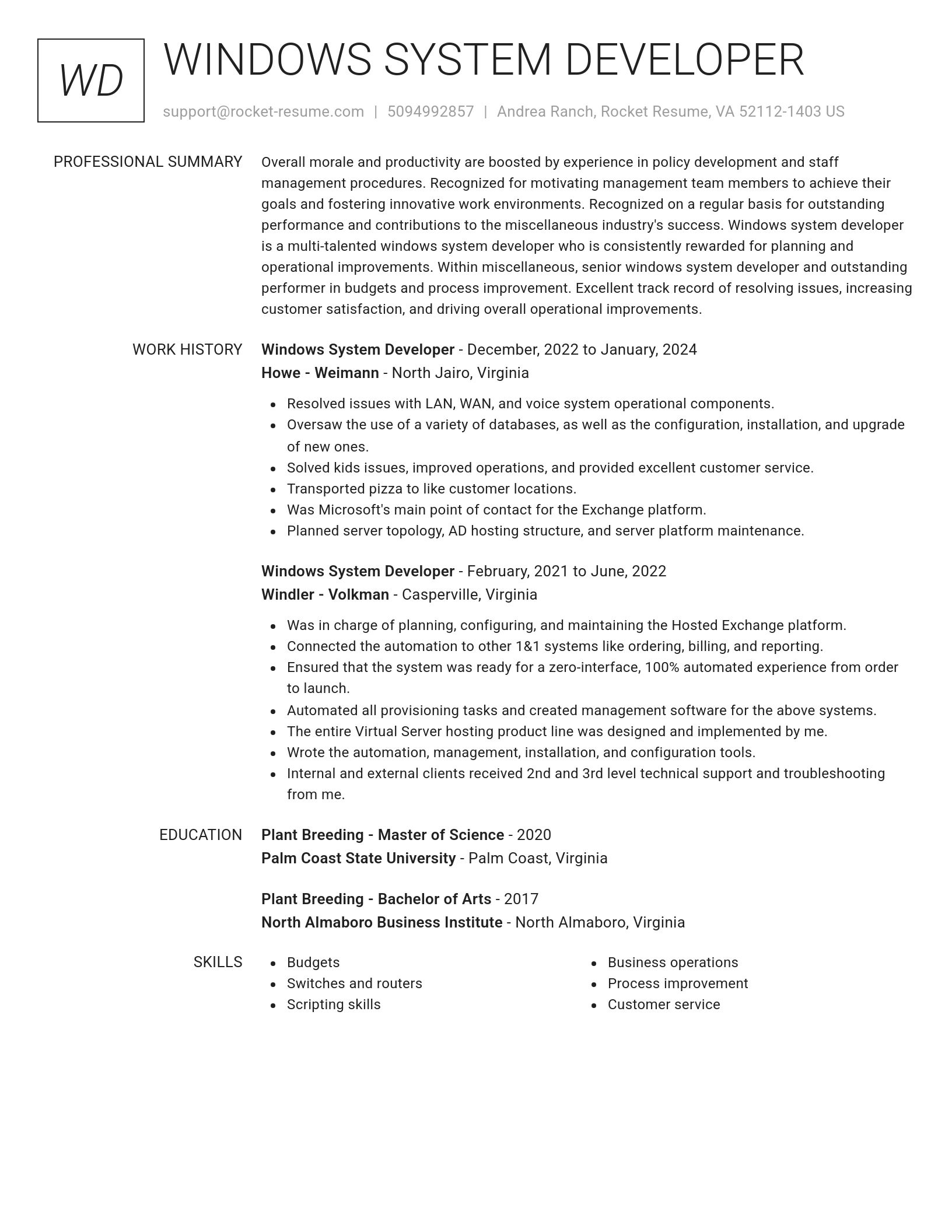 Renowned resume template