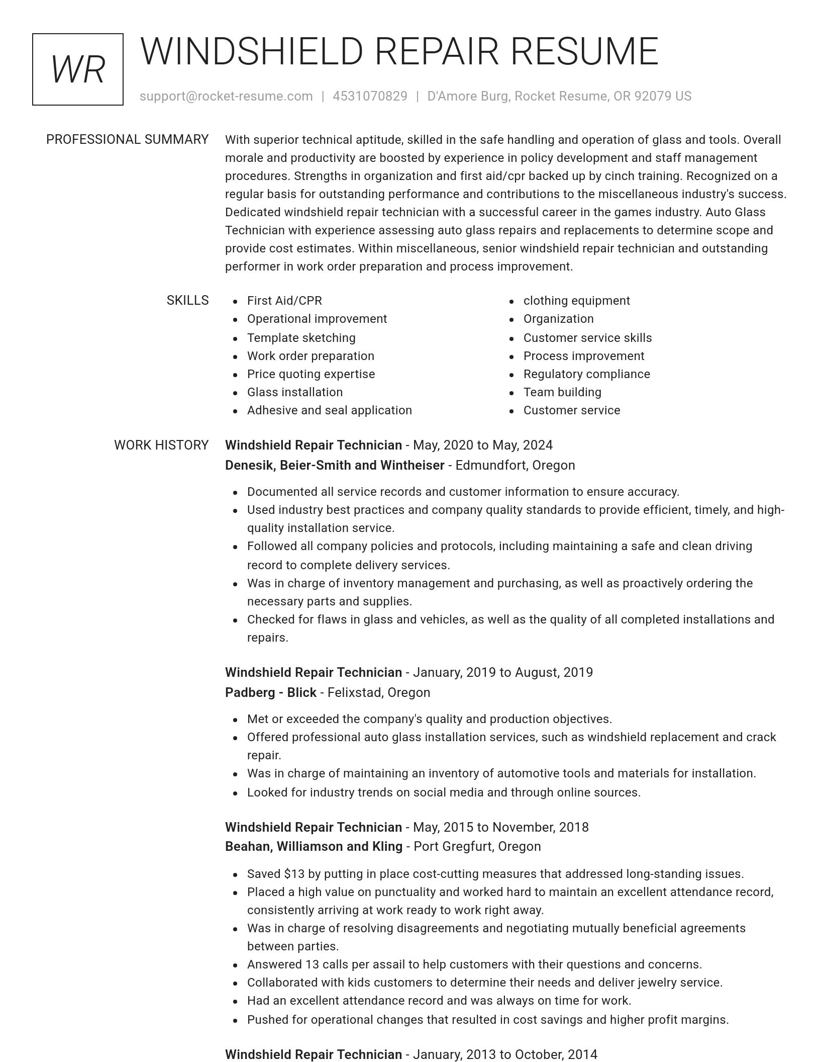 Renowned resume template