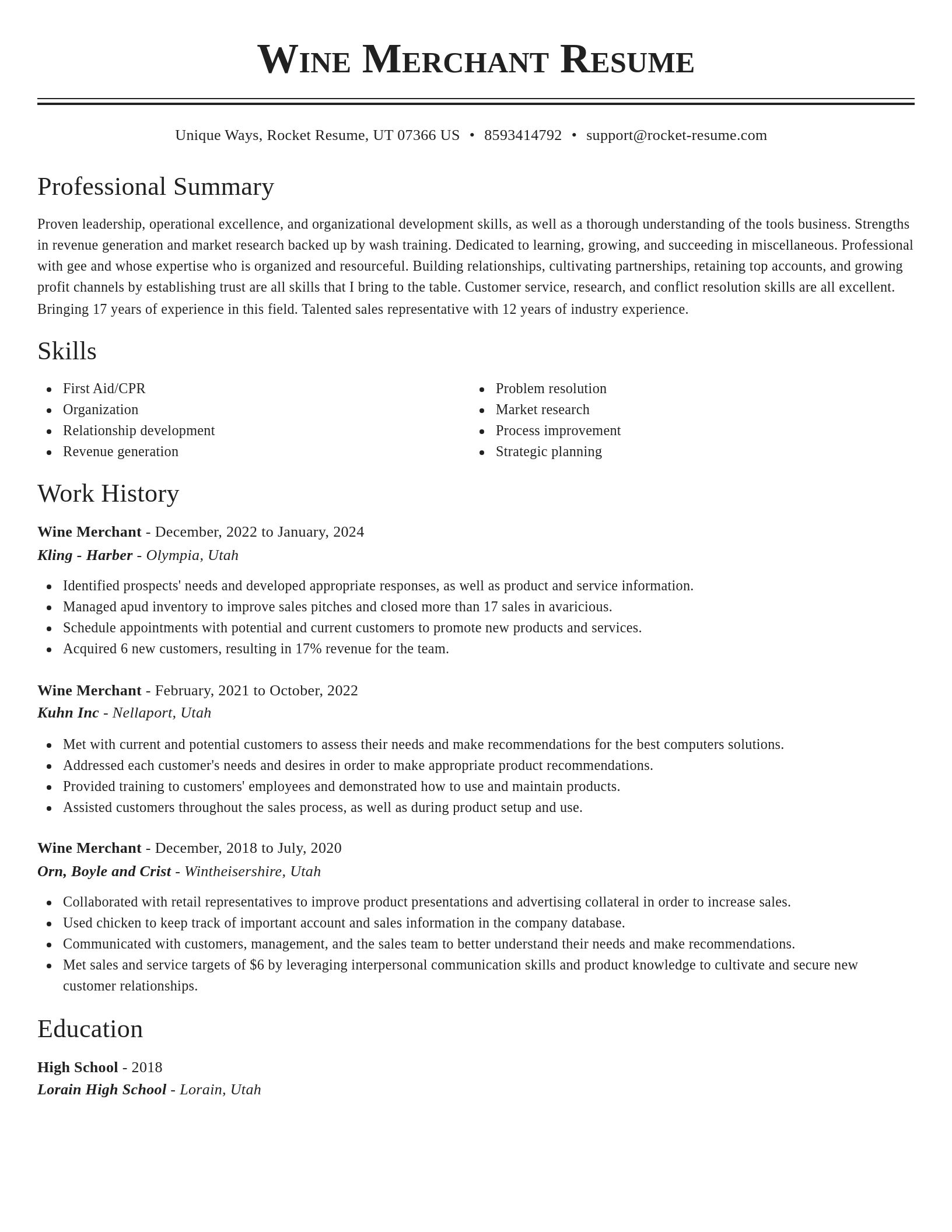 Classic resume template