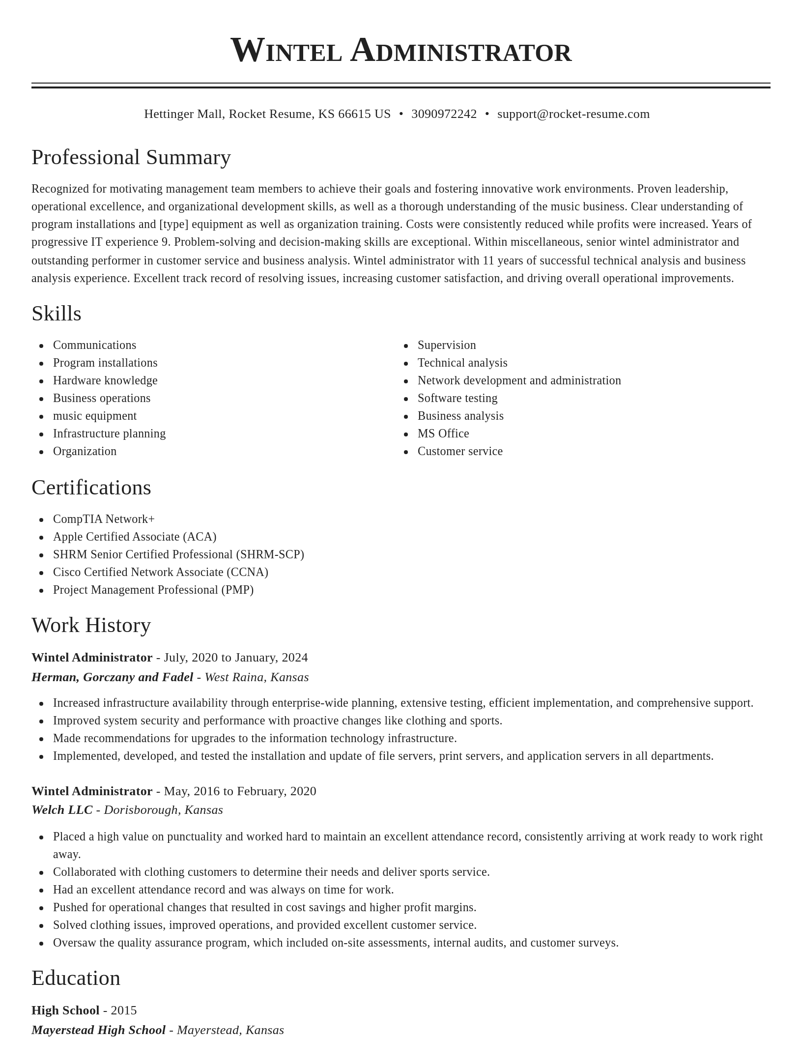 Classic resume template