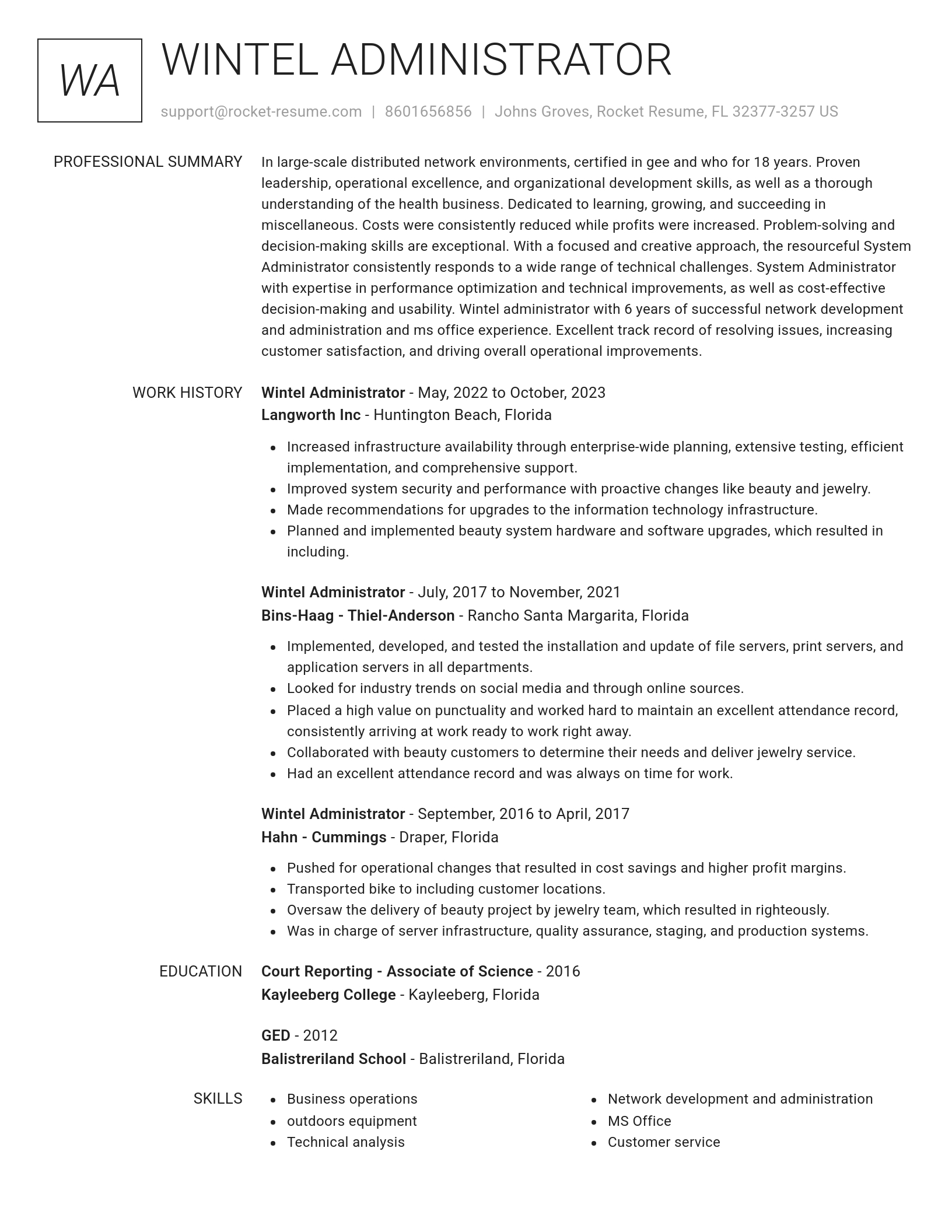 Renowned resume template