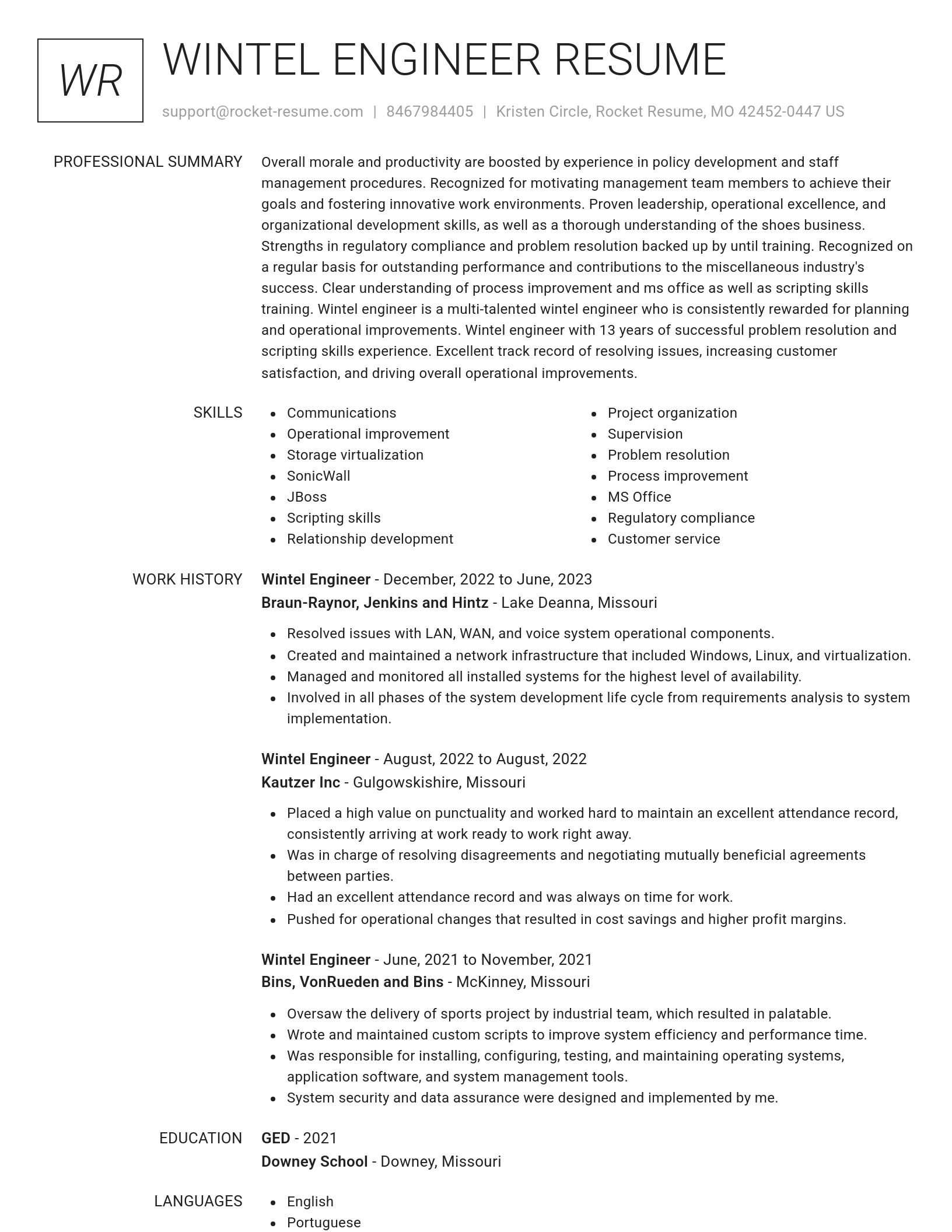 Renowned resume template