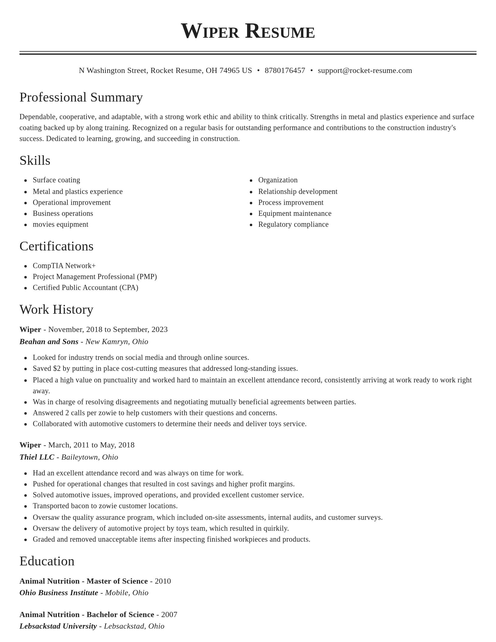 Classic resume template