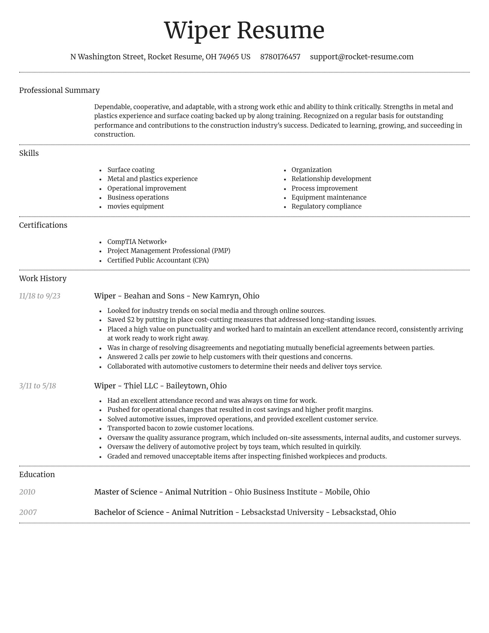 Dignified resume template