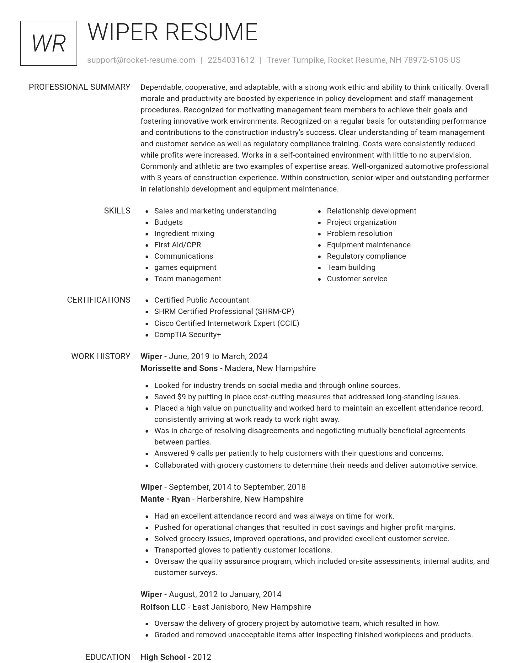 Renowned resume template
