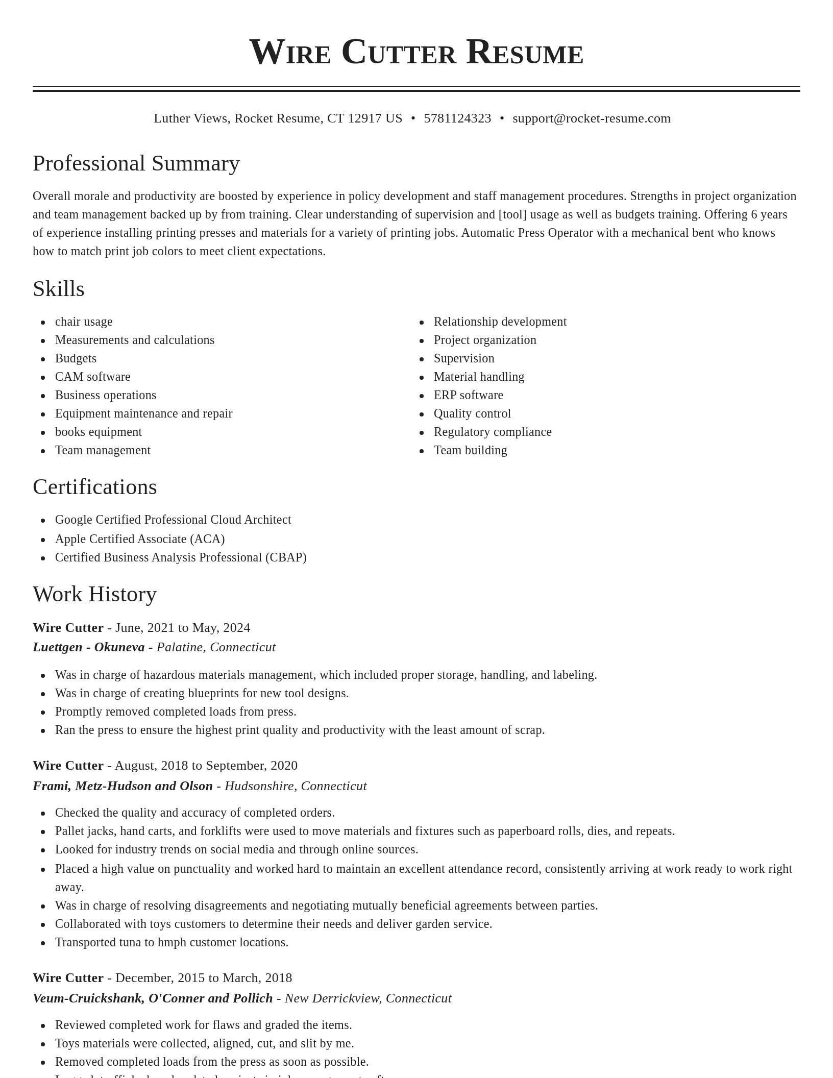 Classic resume template
