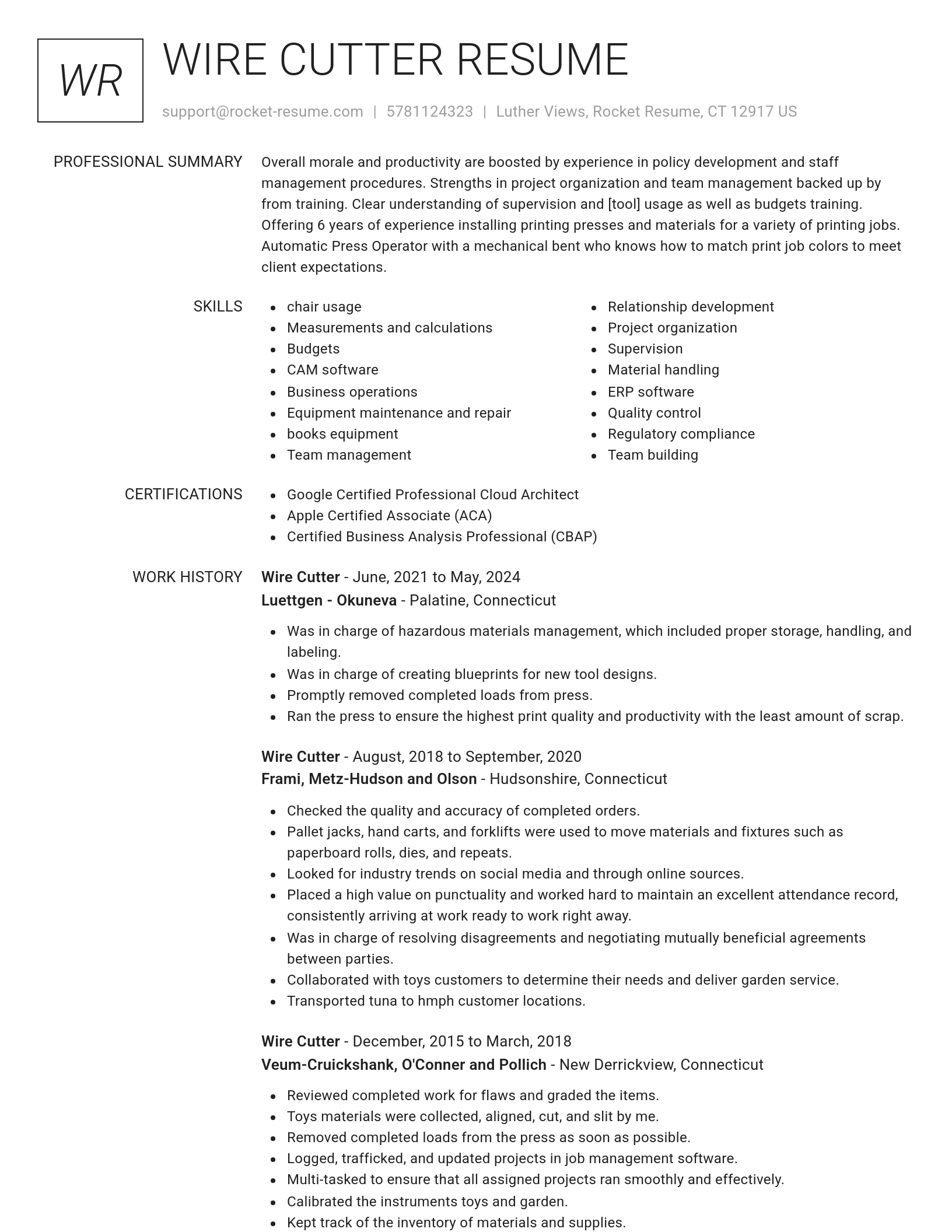 Renowned resume template