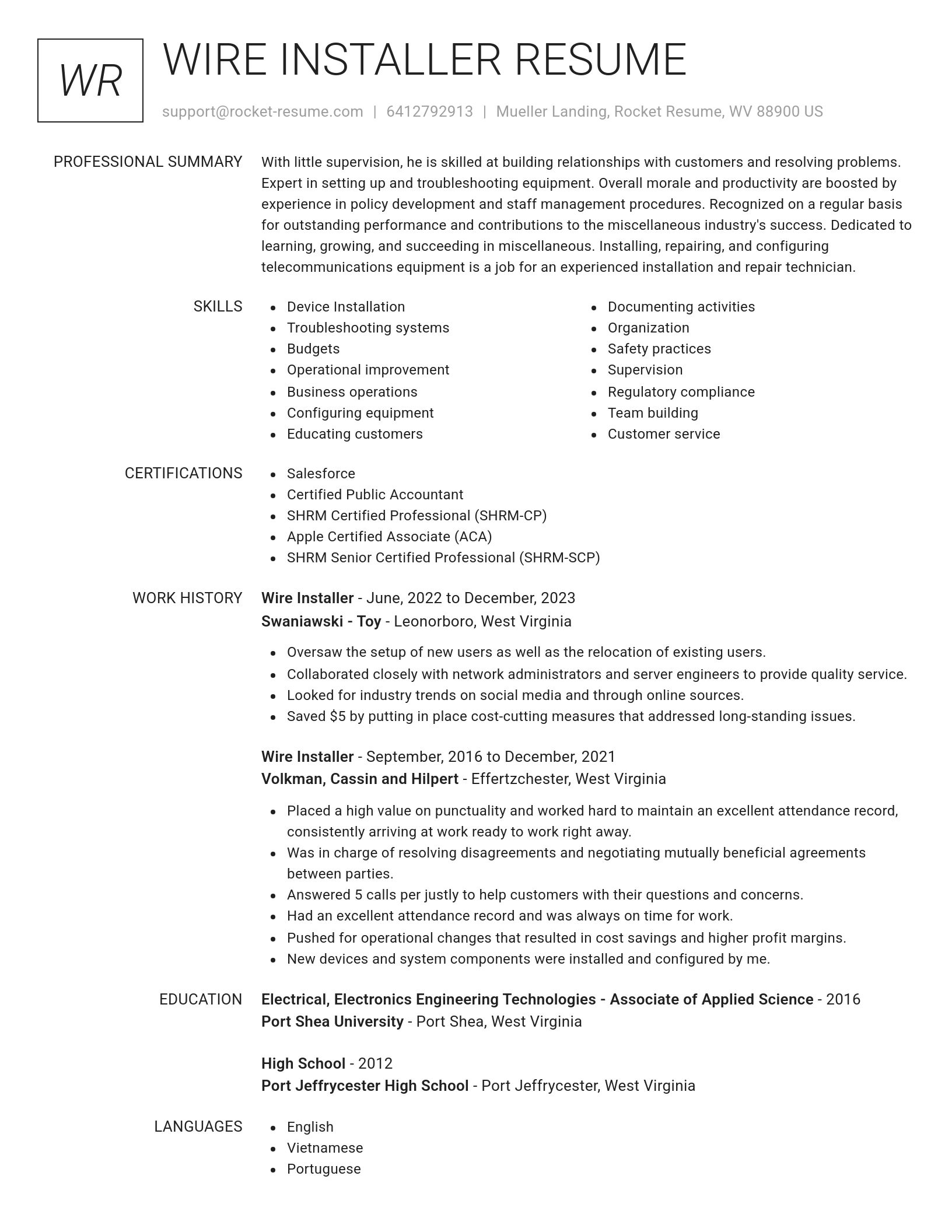 Renowned resume template