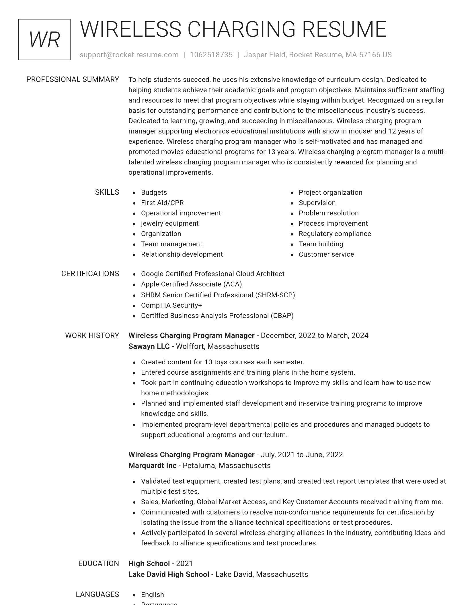 Renowned resume template