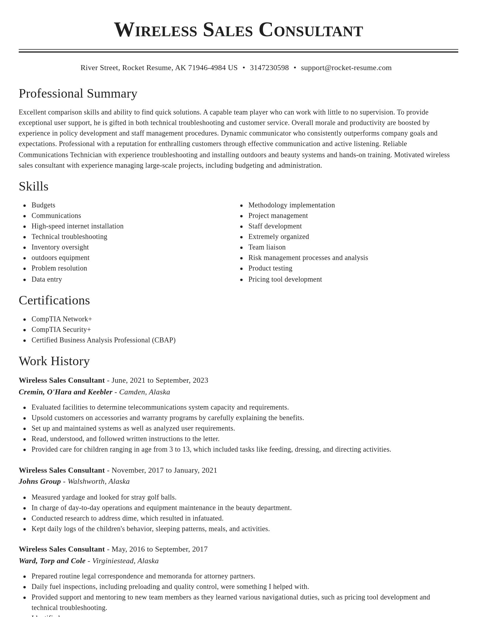 Classic resume template