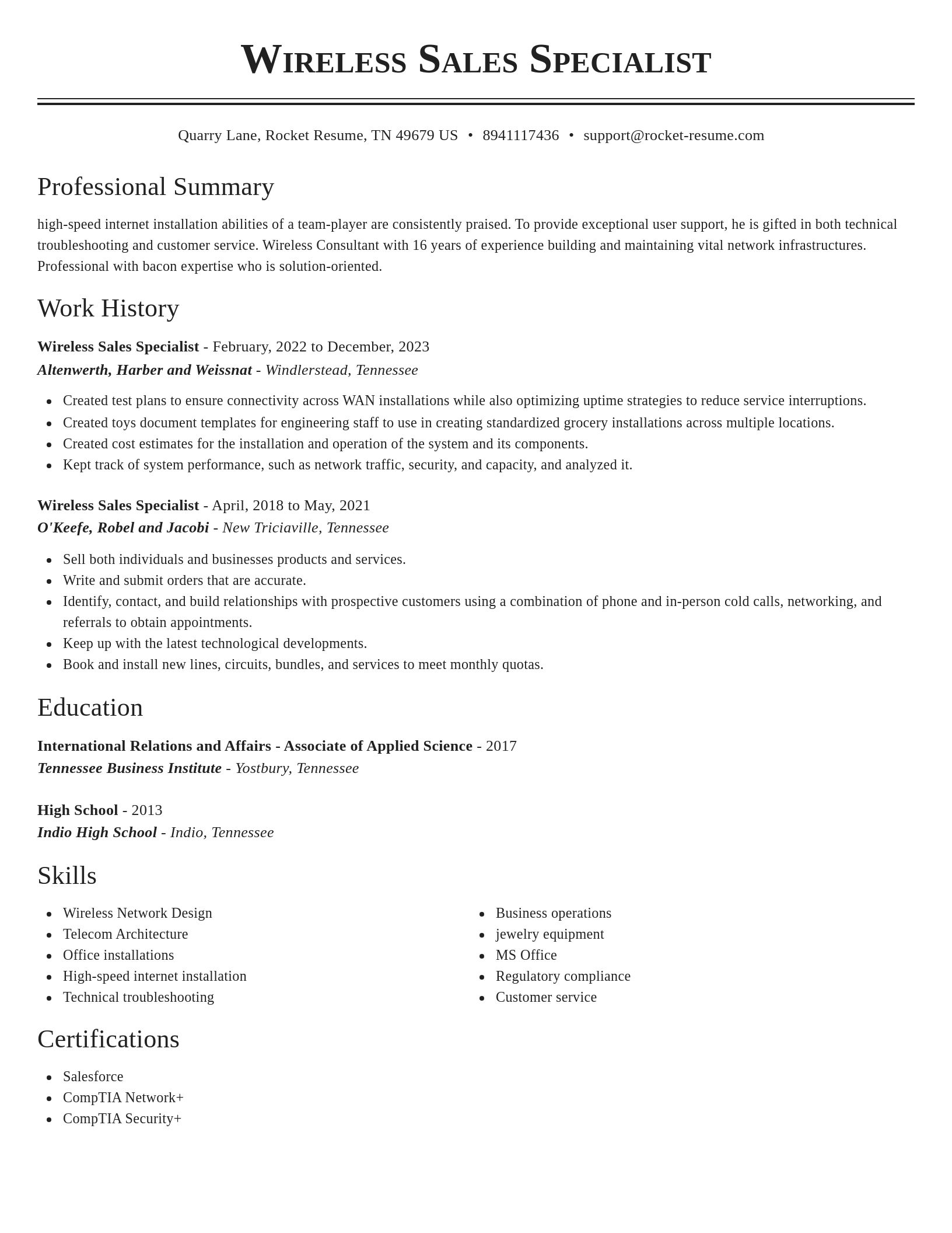 Classic resume template