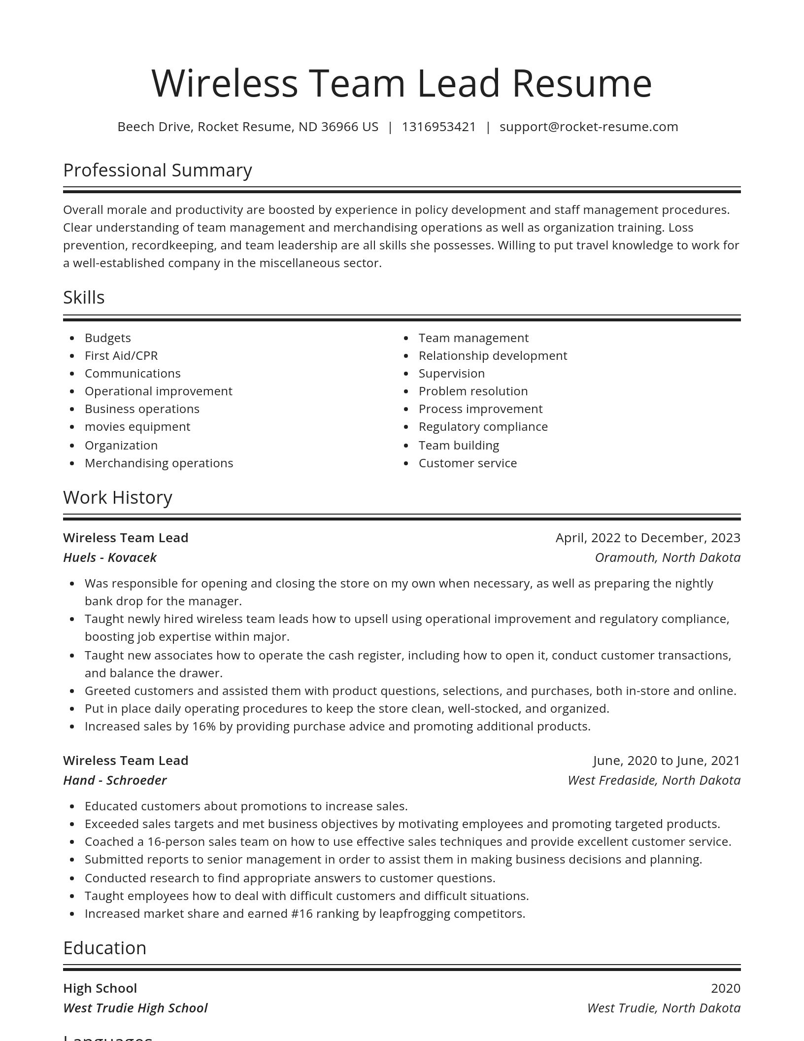 Spotlight resume template
