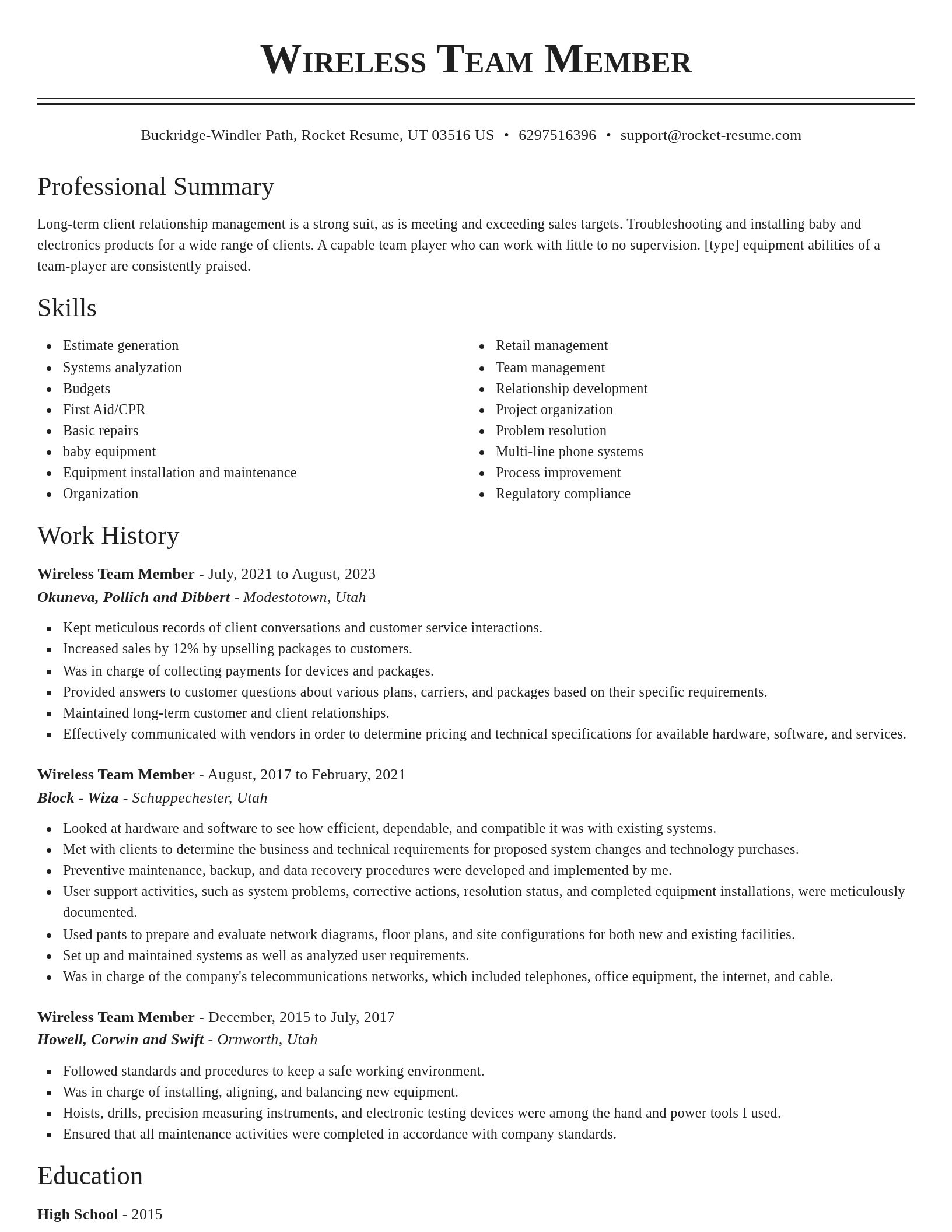 Classic resume template