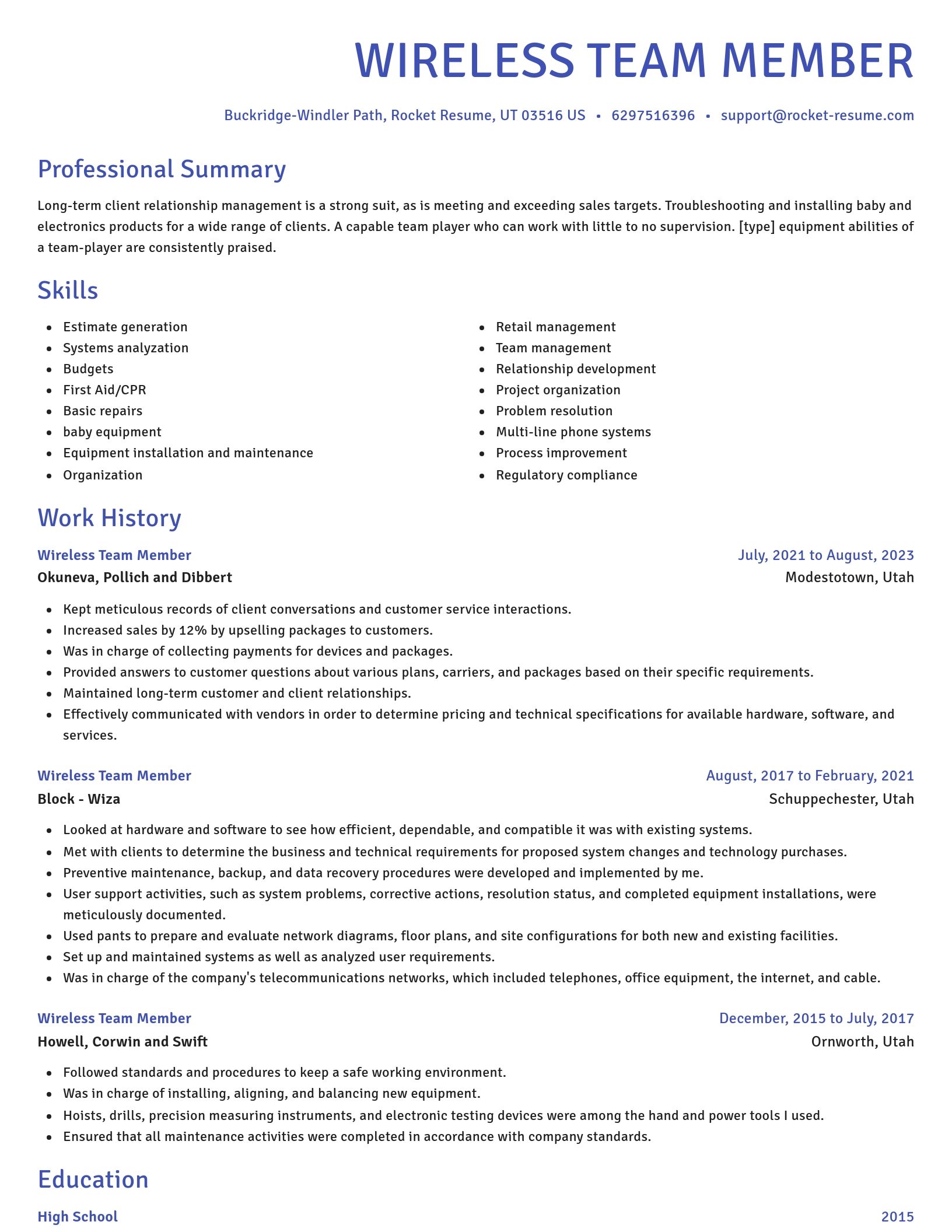 Novel resume template