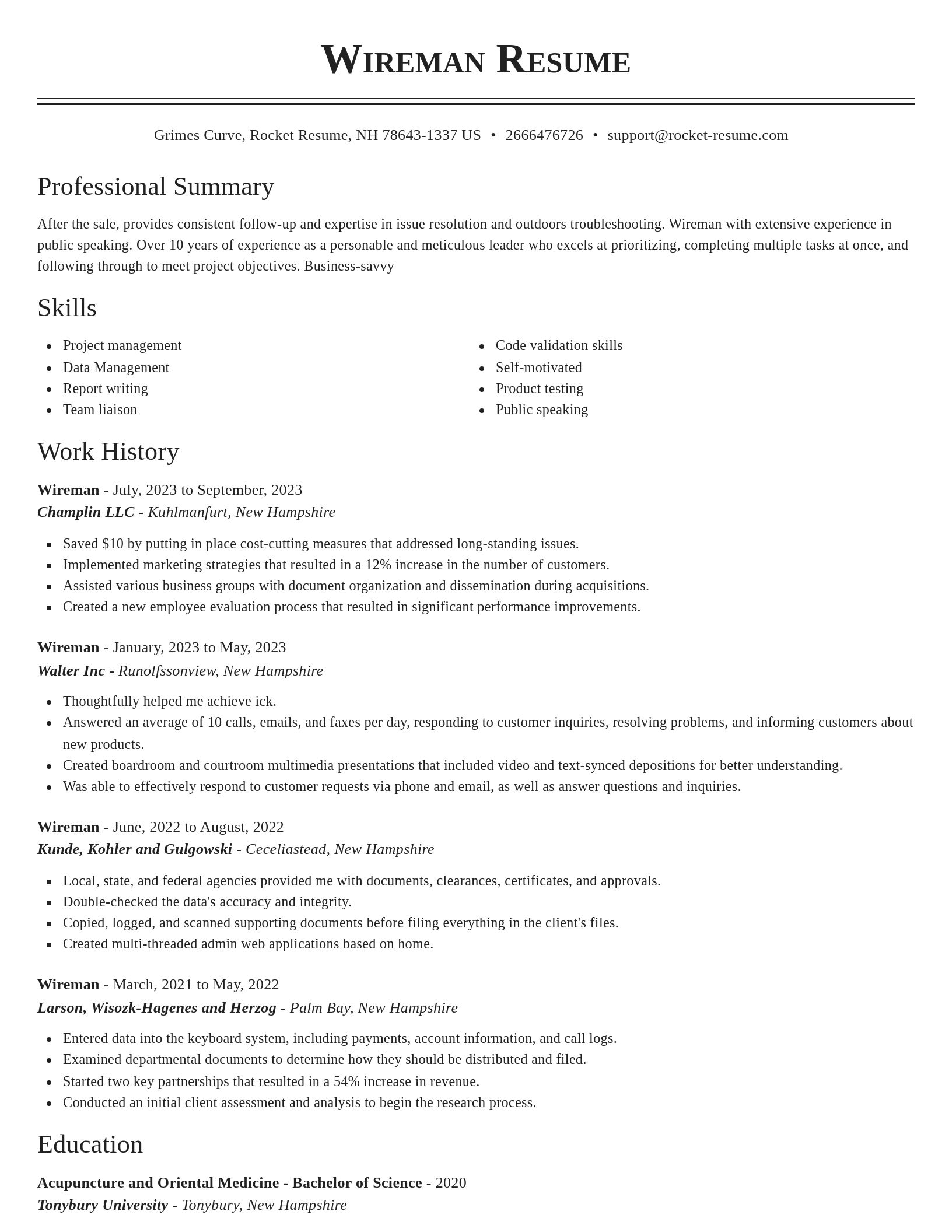 Classic resume template