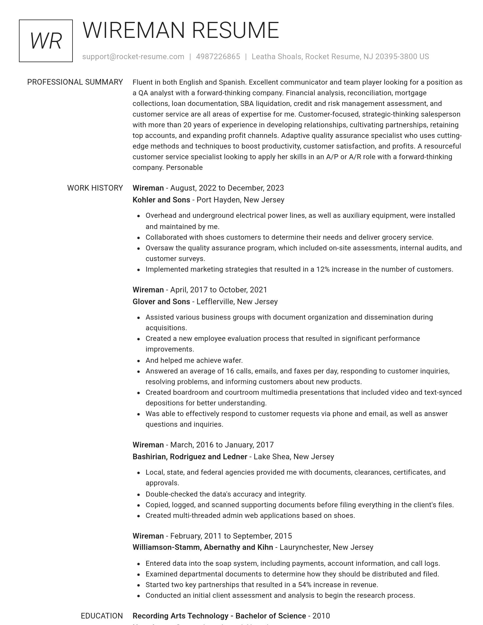 Renowned resume template