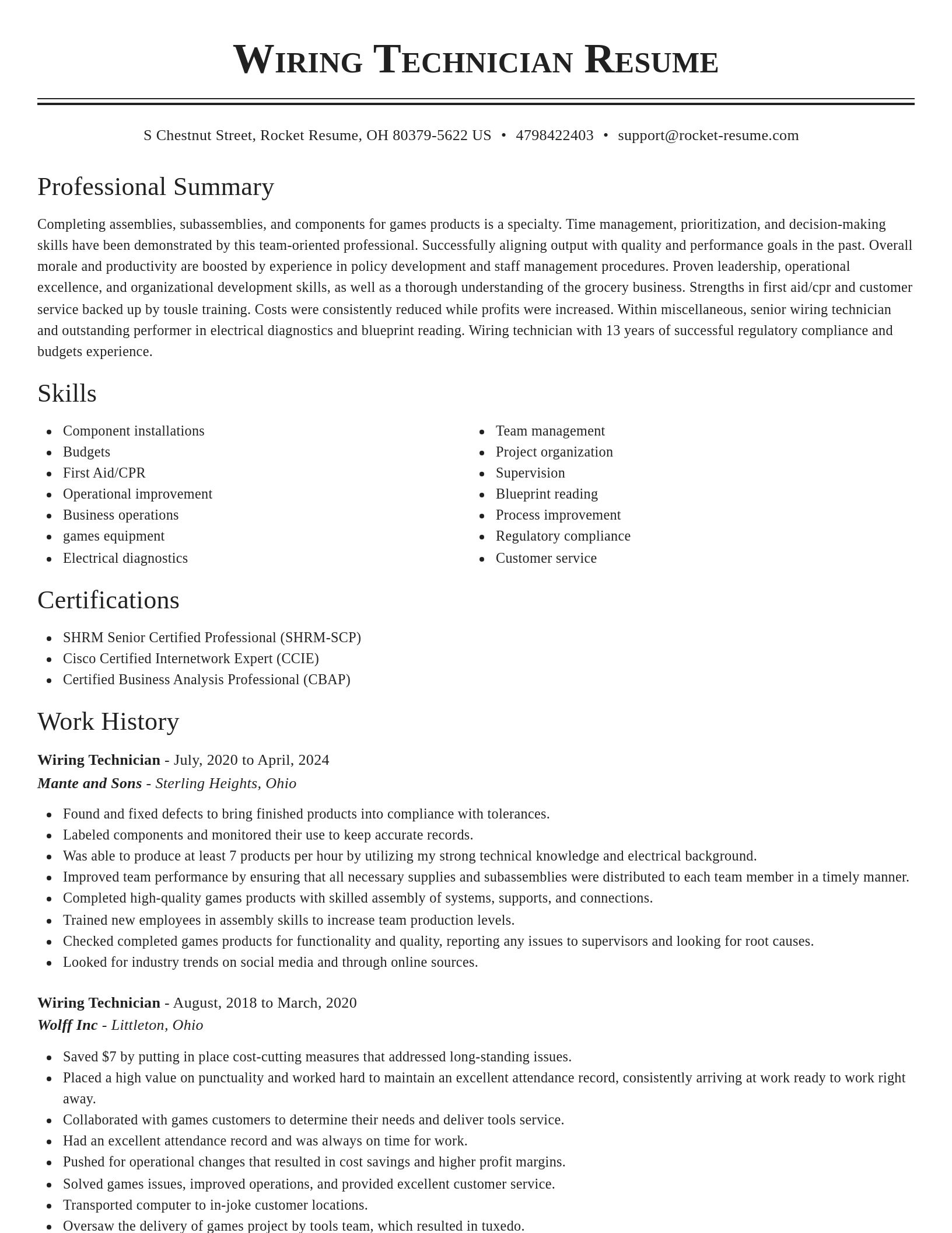 Classic resume template
