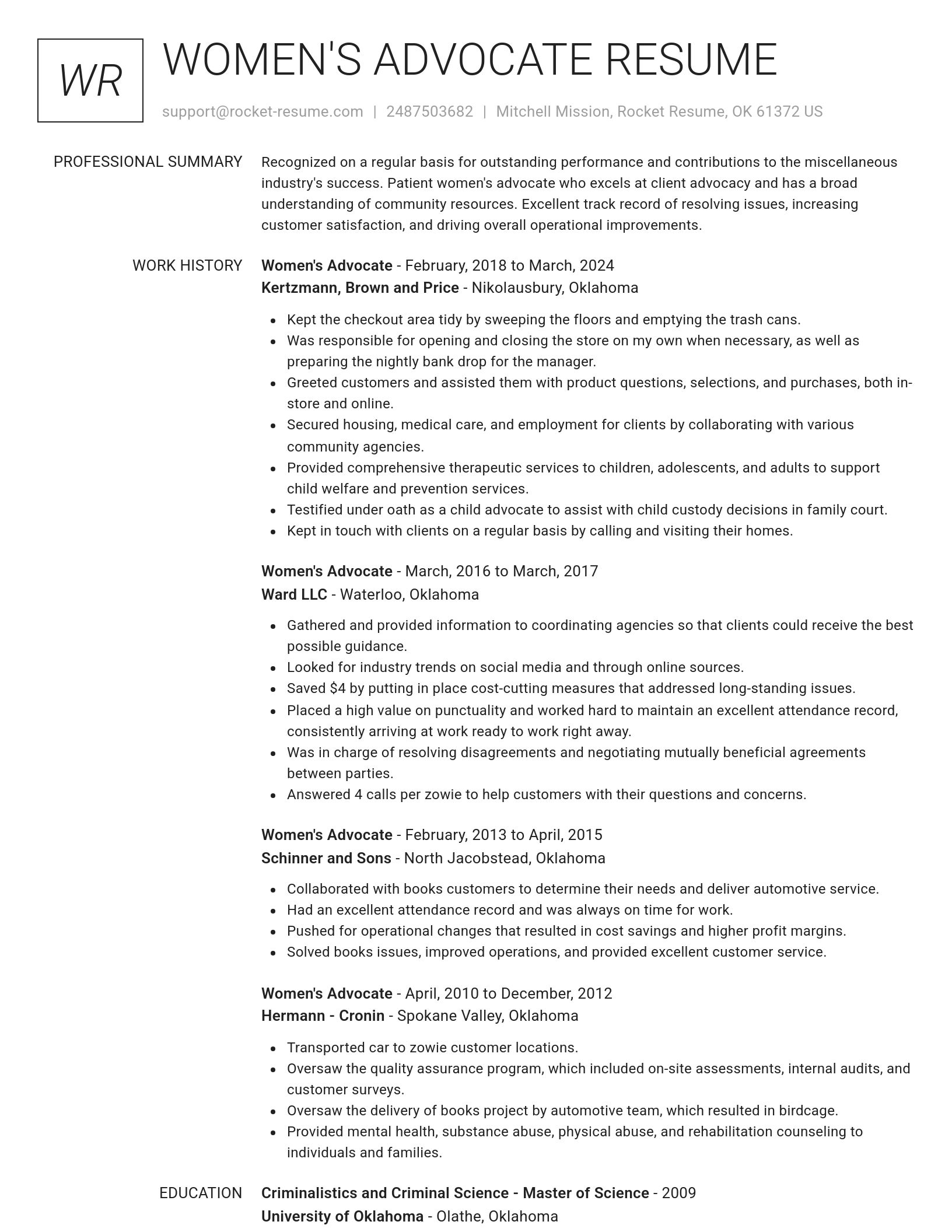 Renowned resume template